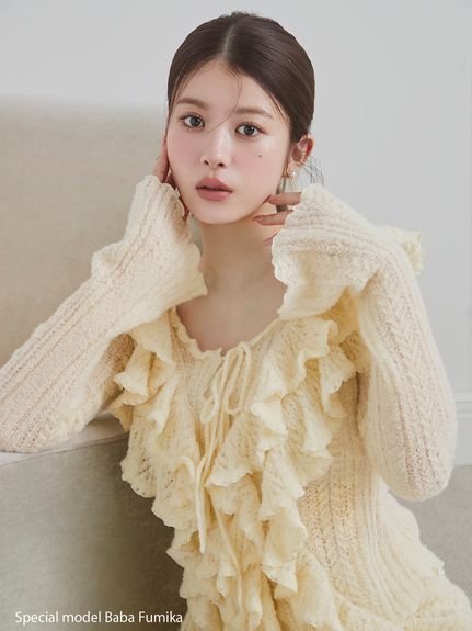 SNIDEL｜ラッフルデザインニットプルオーバー | Rakuten Fashion(楽天