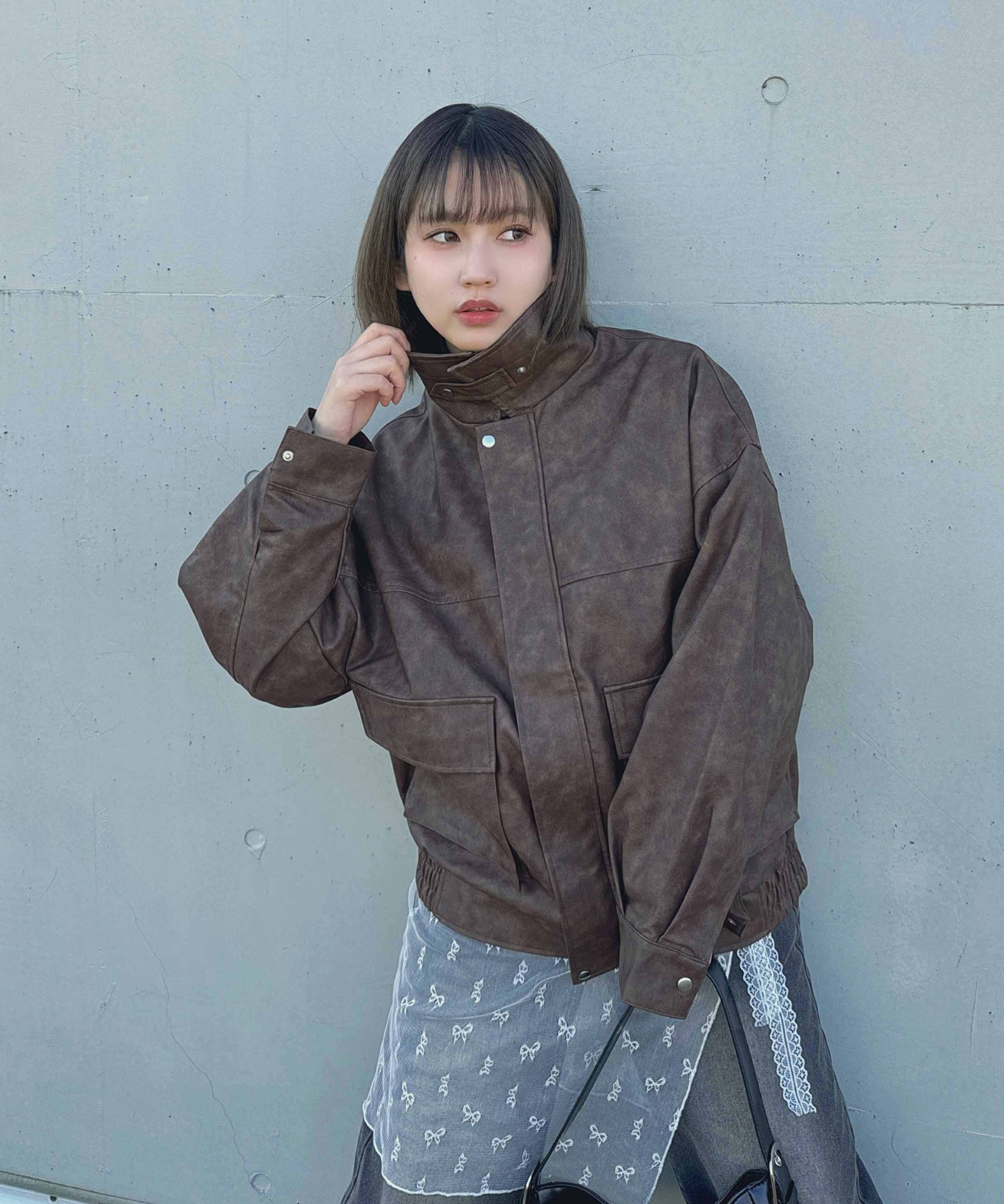 AS KNOW AS plus｜◇取り外し可能 ファー衿付き 2WAYフェイクレザー