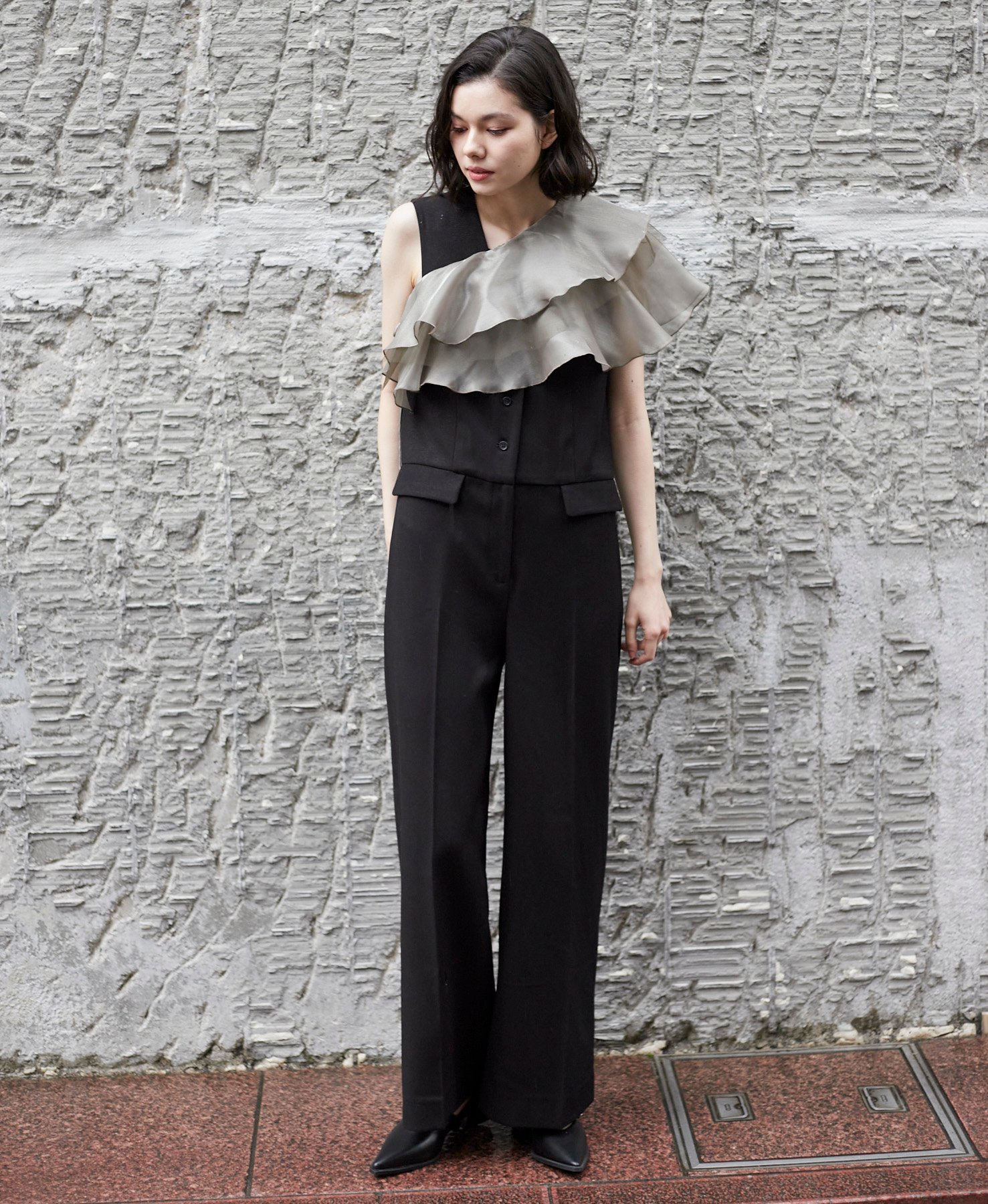 SMILE ORCHID｜ノースリーブVネックオールインワンパンツつなぎ