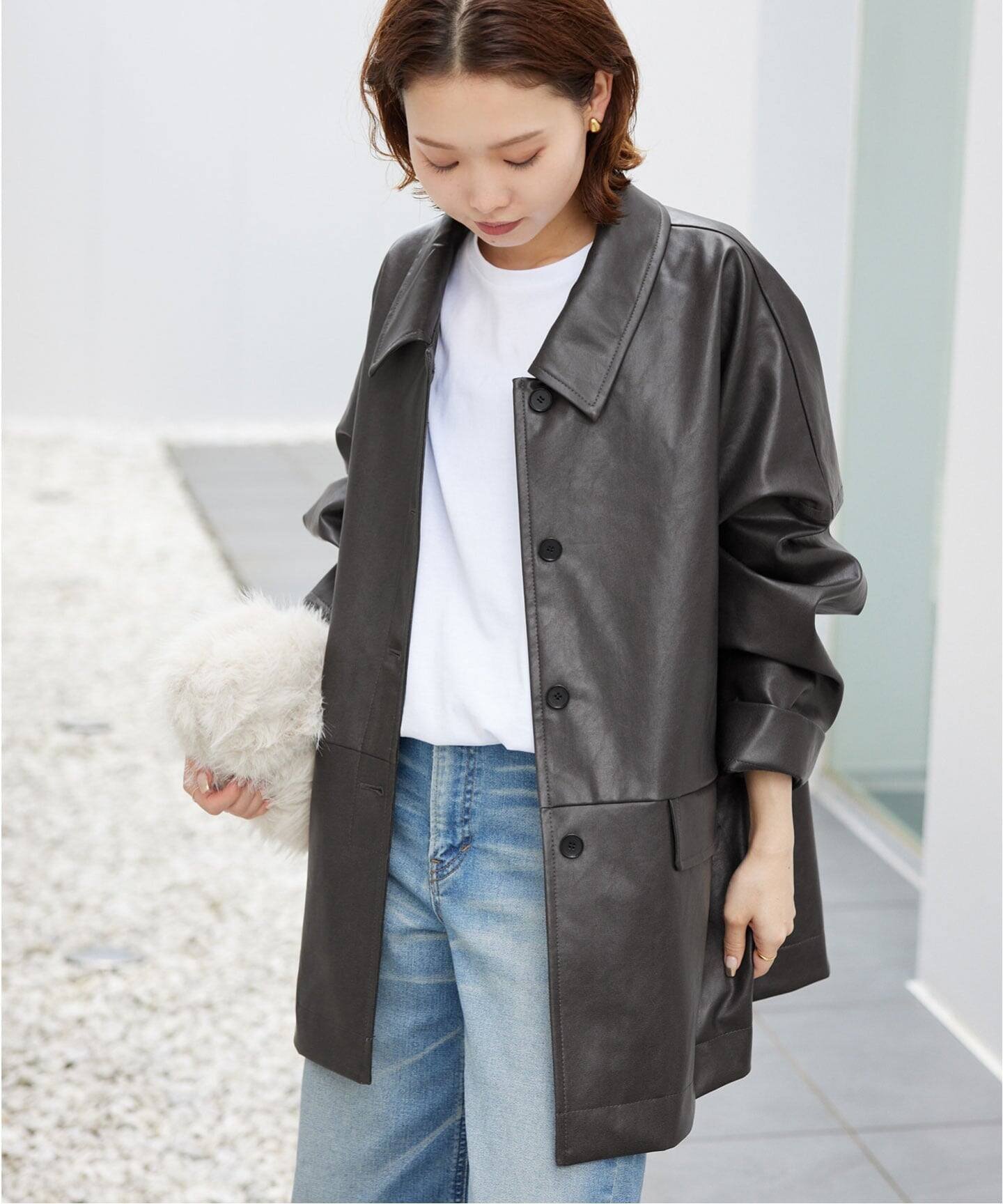 SLOBE IENA｜《WEB限定/追加》フェイクレザーブルゾン | Rakuten