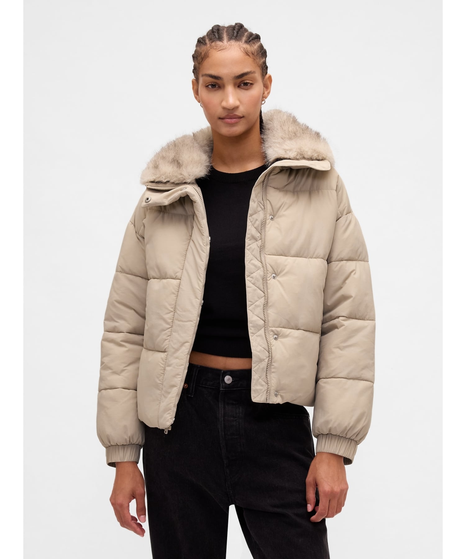 GAP｜(W)フェイクファートリミング パファージャケット | Rakuten