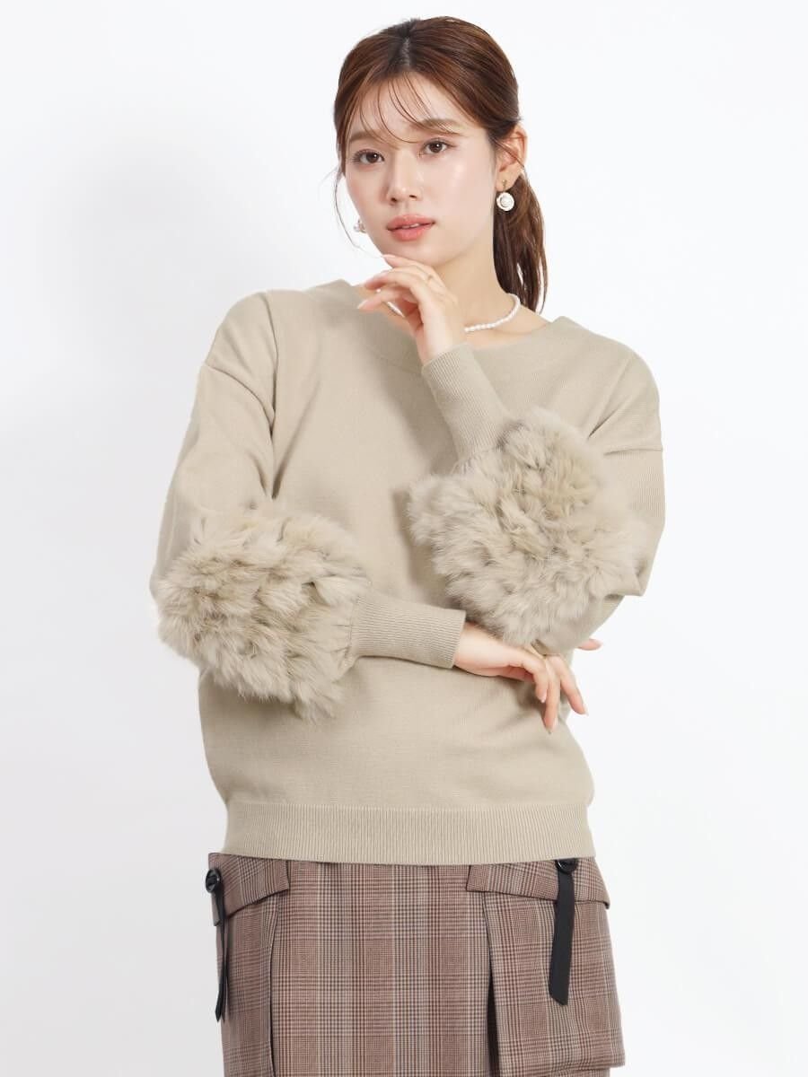 Vin｜ラビットファースリーブ2wayニット | Rakuten Fashion(楽天