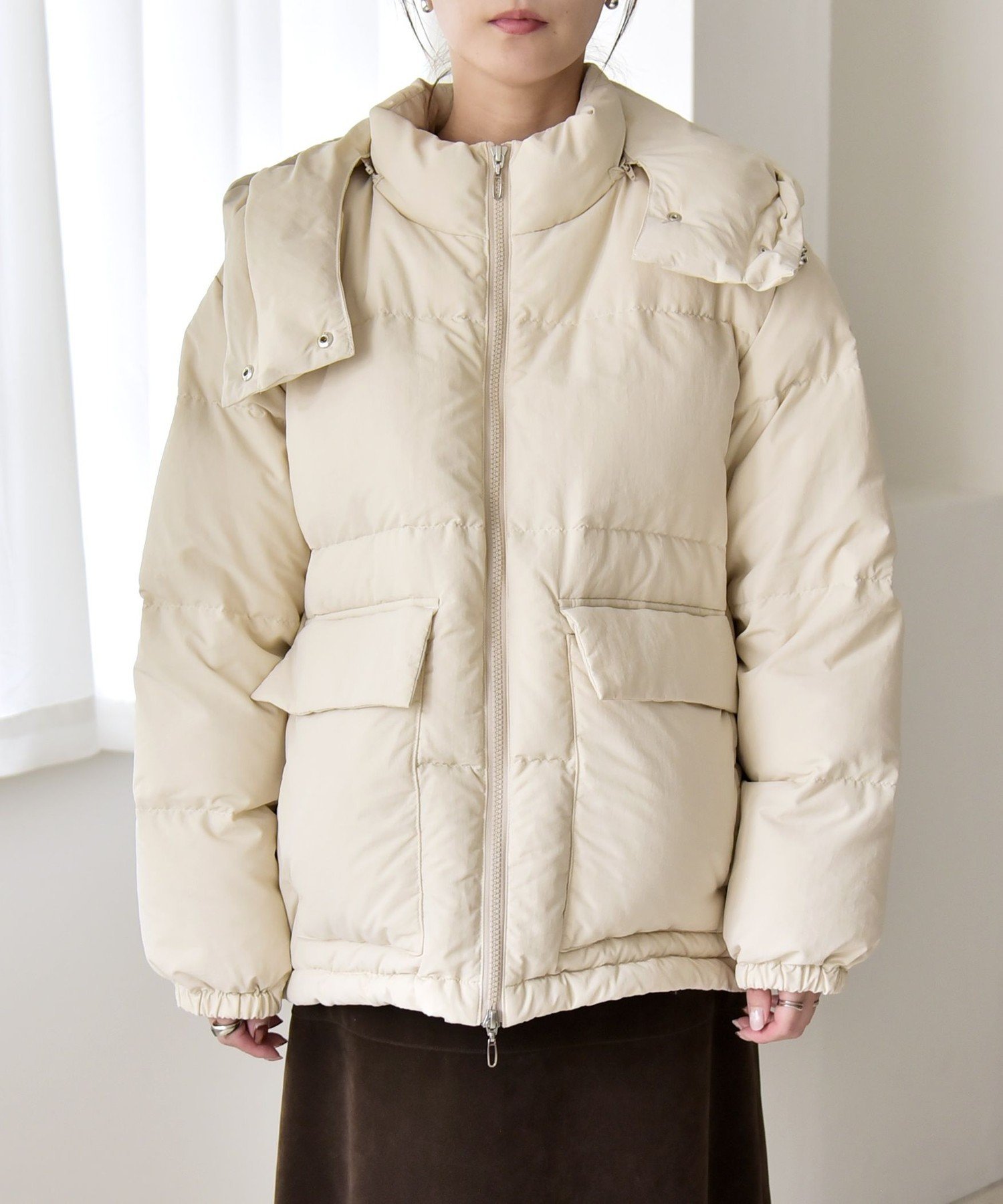 SHIPS｜quaranciel: フーディー & ハイネック 2way ショート ダウン