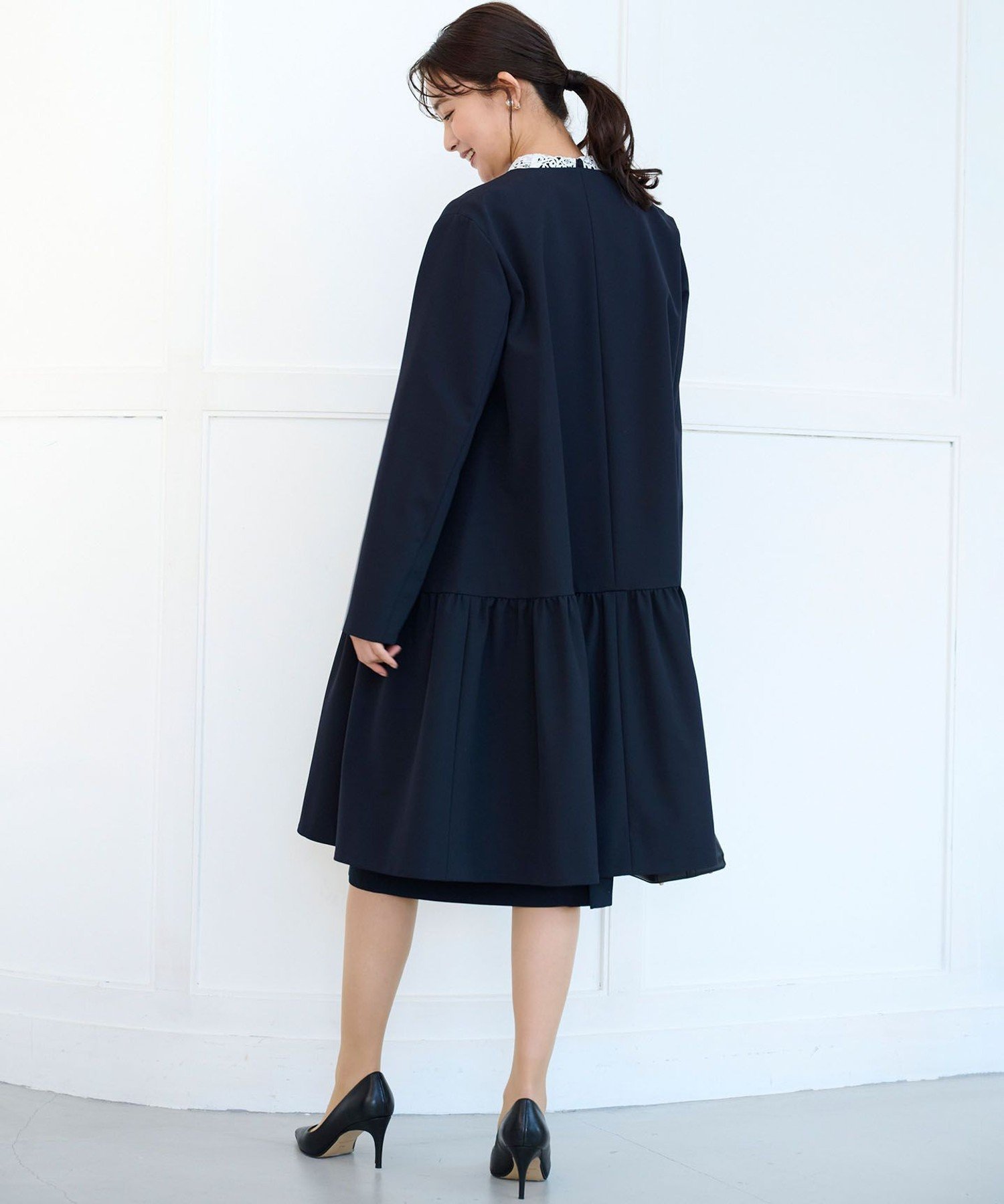 組曲｜【KUMIKYOKU NAVY】ダブルクロスストレッチ ノーカラーコート