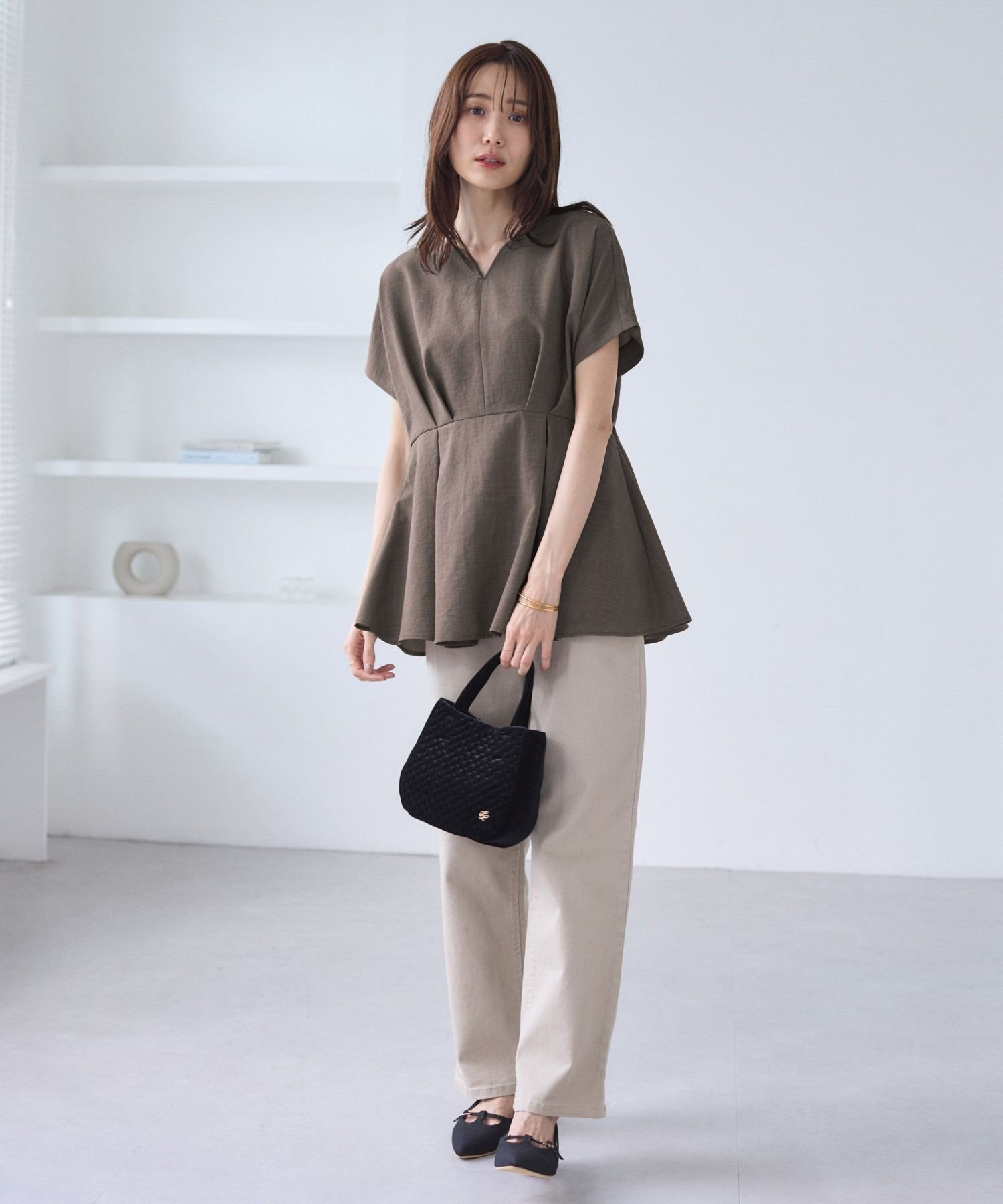 ROPE' PICNIC｜【接触冷感】ハートネックペプラムブラウス | Rakuten