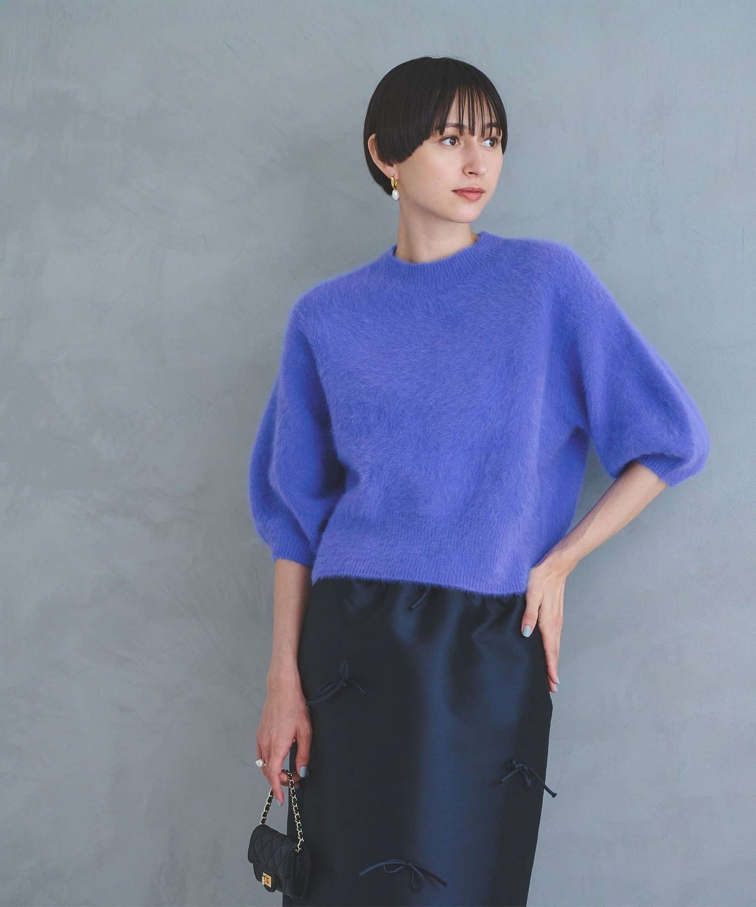 UNITED ARROWS｜フォックスカシミヤ パフ ハーフスリーブ ニット