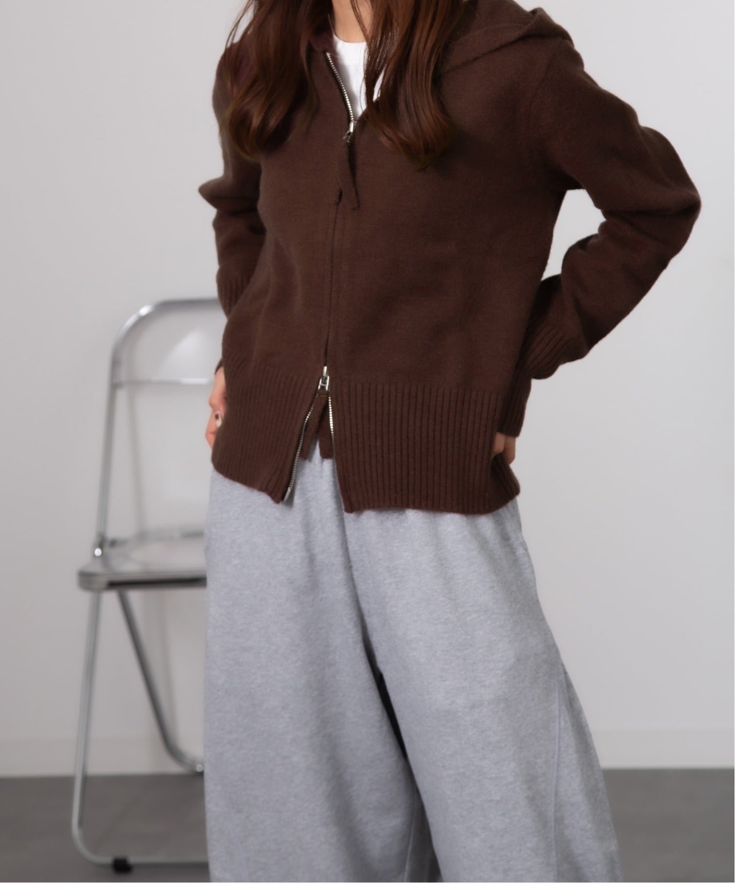 CERCA｜HALEY PESCA/(W)HALEY PESCA/ダブルジップ ショート丈ニット