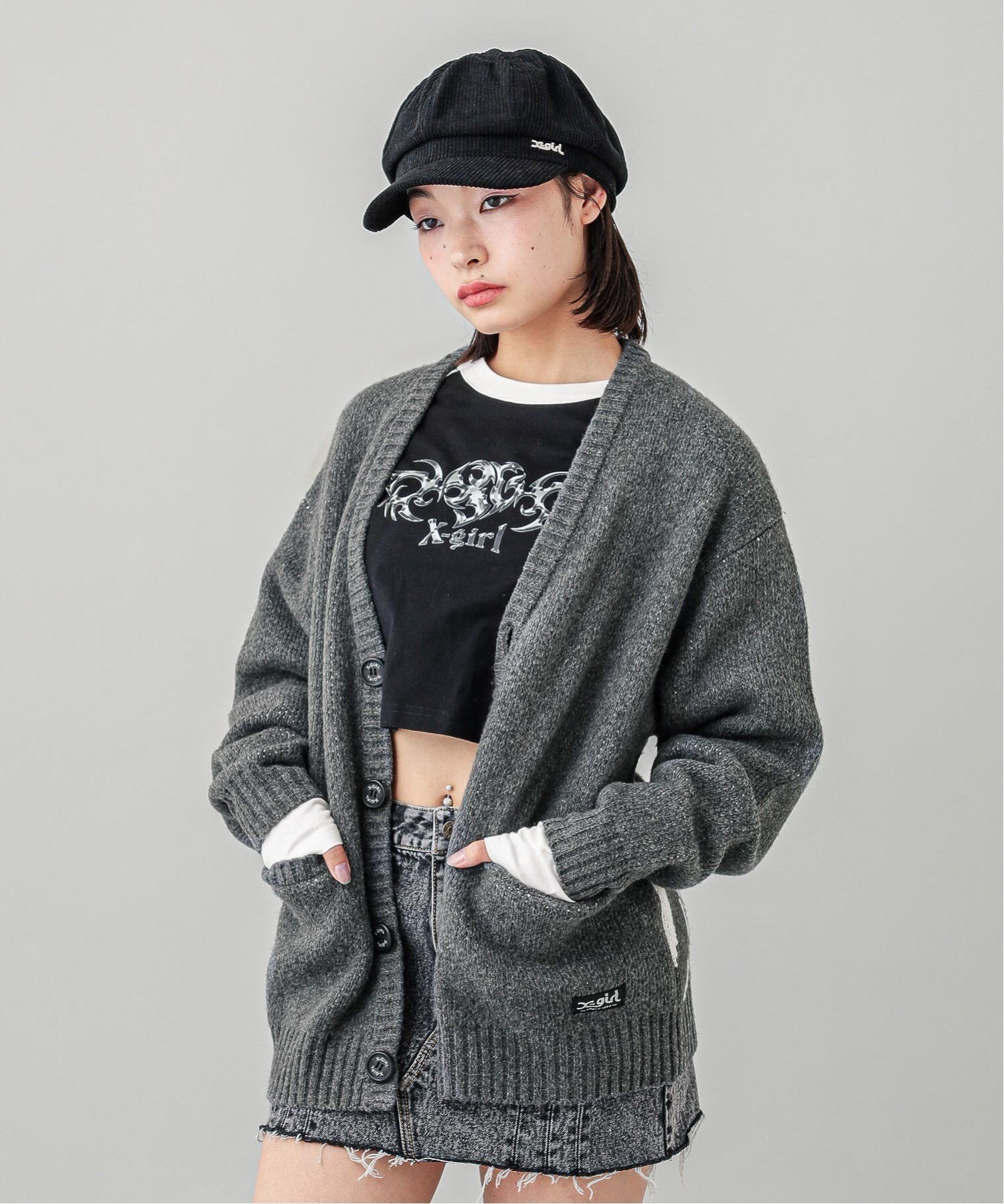 X-girl｜FACE KNIT CARDIGAN | Rakuten Fashion(楽天ファッション／旧