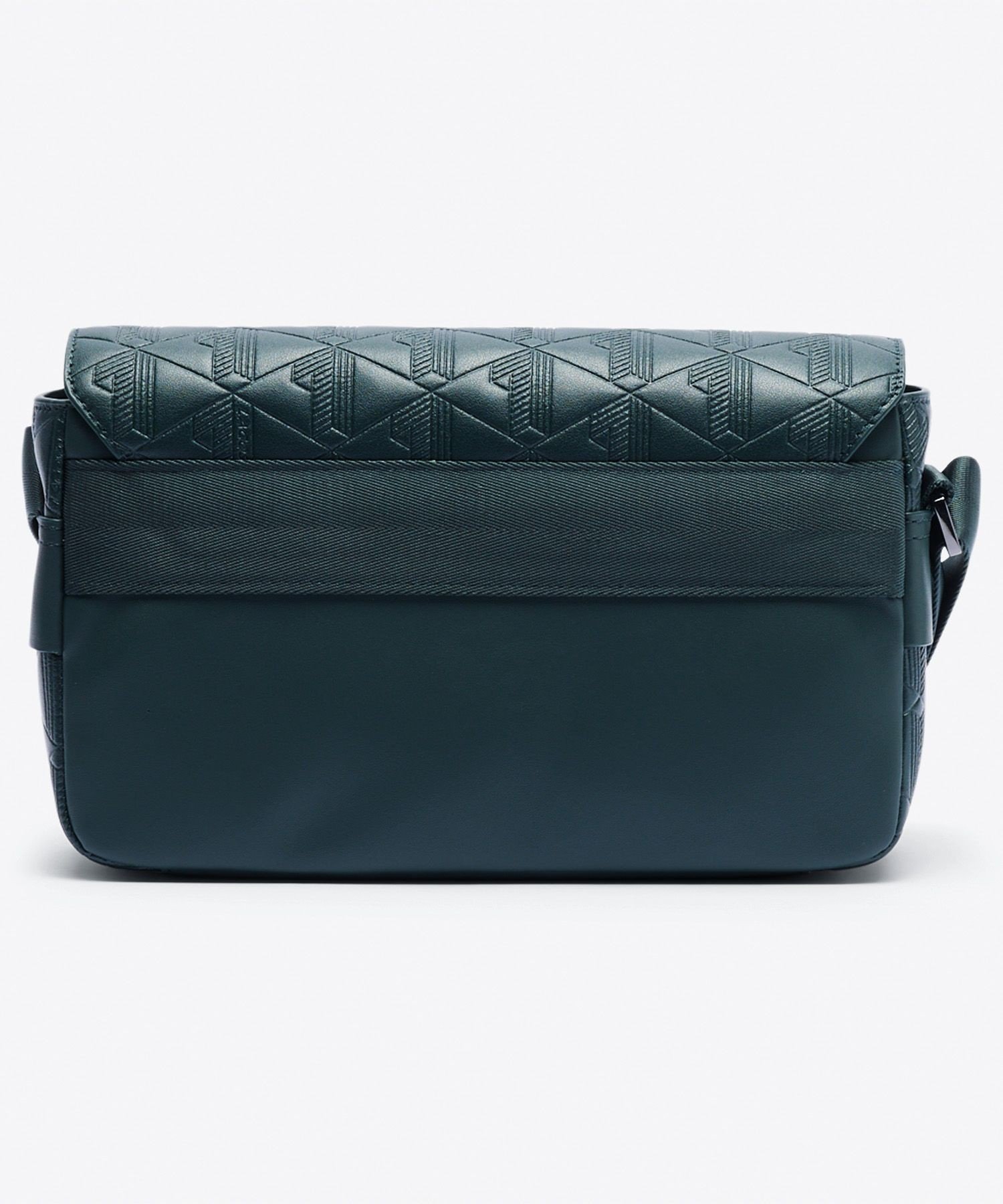 LACOSTE｜モノグラム スプリットレザーフラップクローズサッチェル