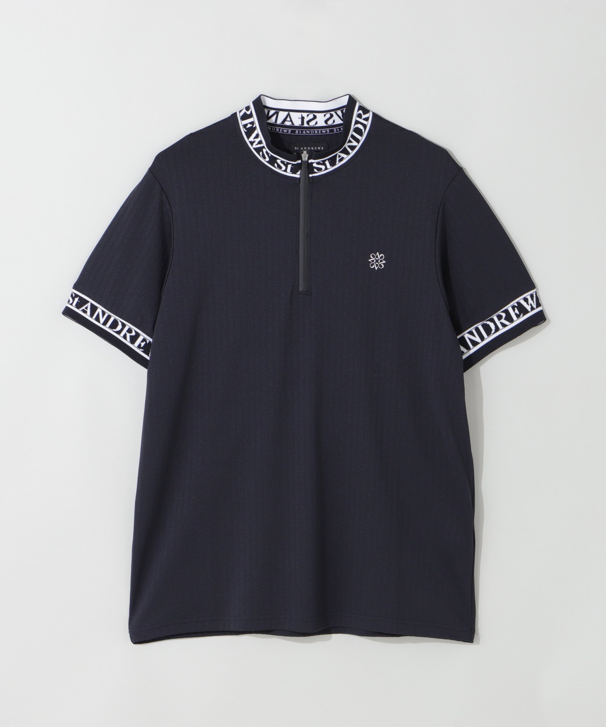 St ANDREWS｜ベアサッカージャガード半袖ハーフジップアップカットソー