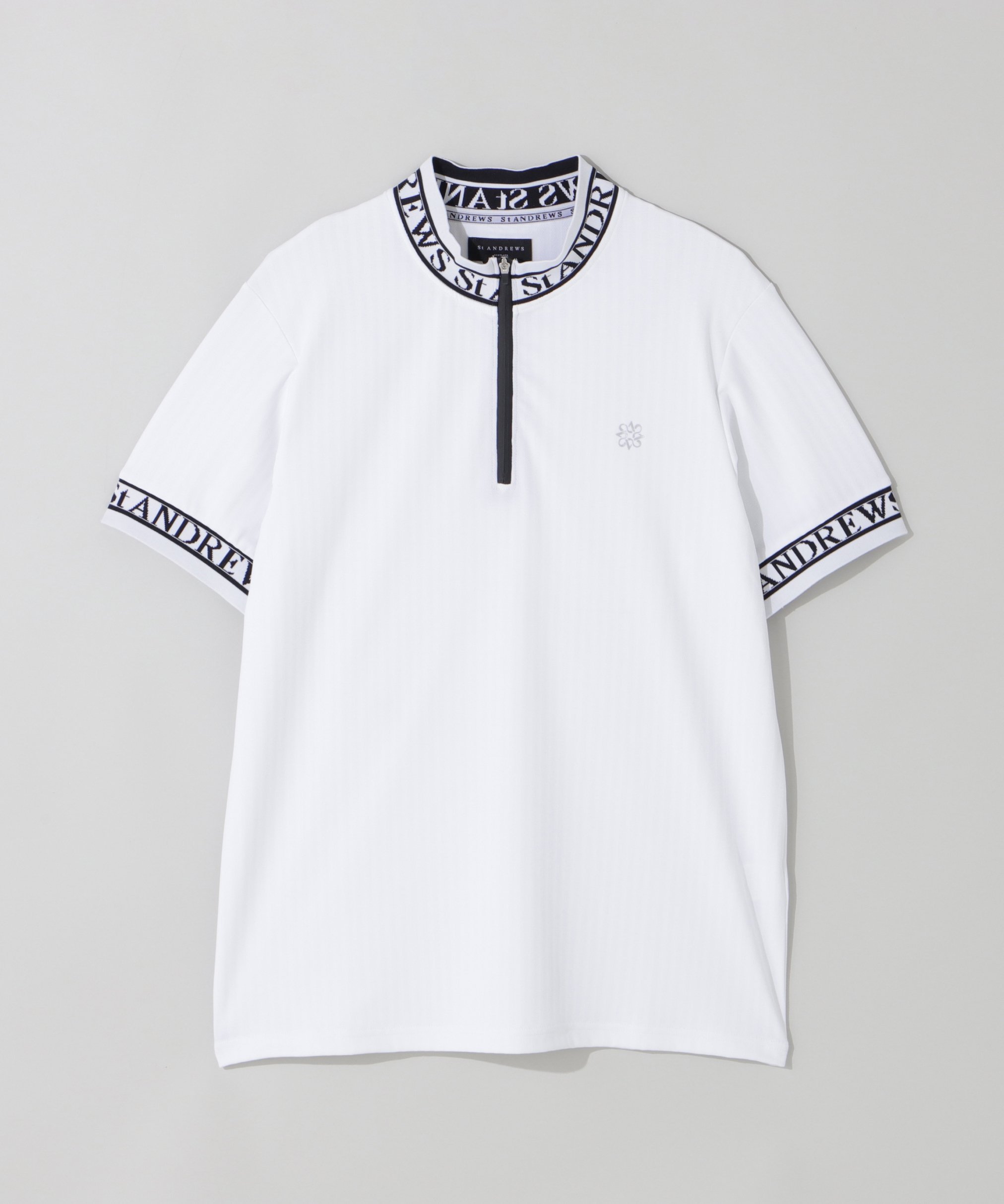 St ANDREWS｜ベアサッカージャガード半袖ハーフジップアップカットソー