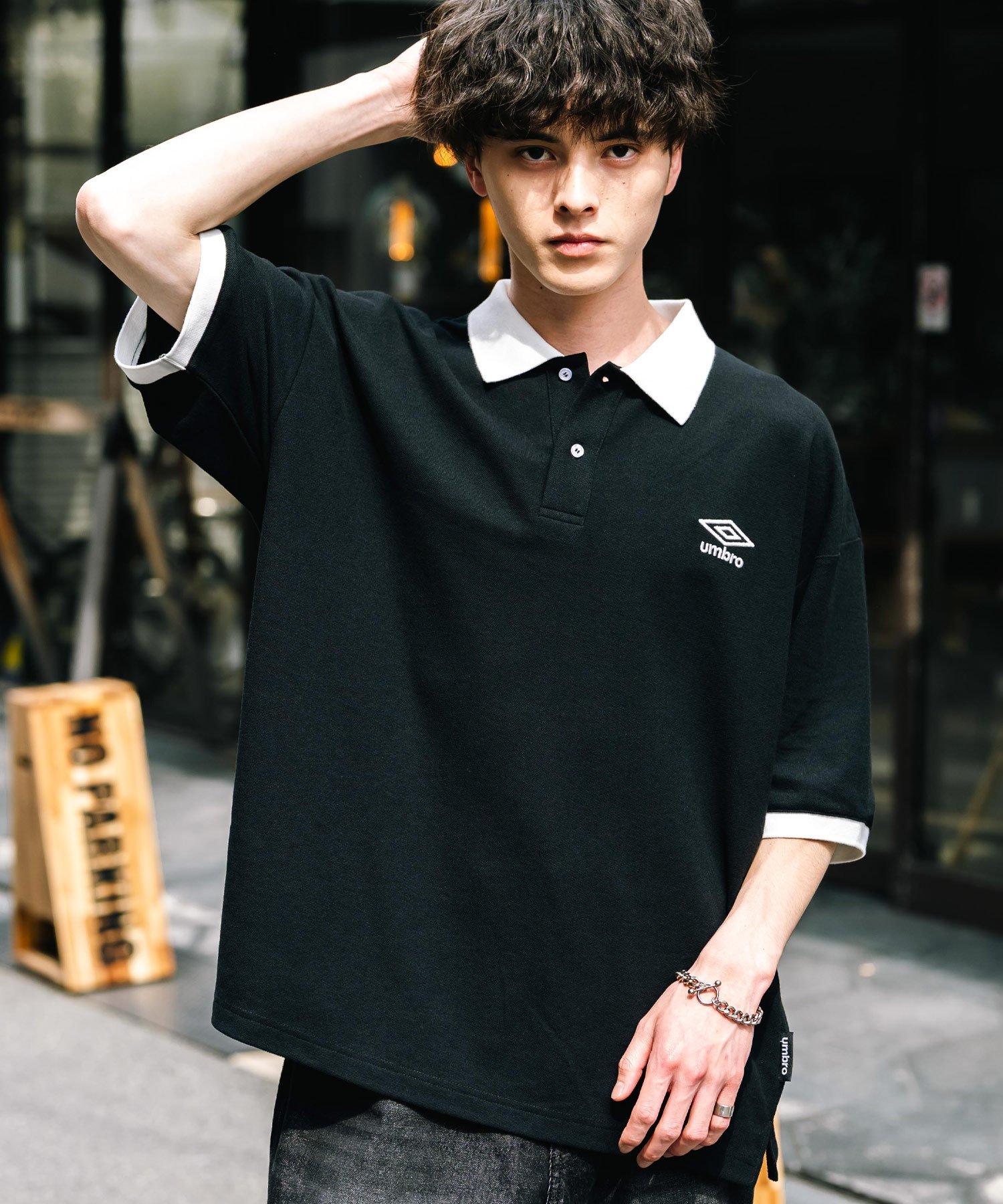 Rocky Monroe｜UMBRO 別注コラボ オーバーサイズ鹿の子刺繍ポロシャツ