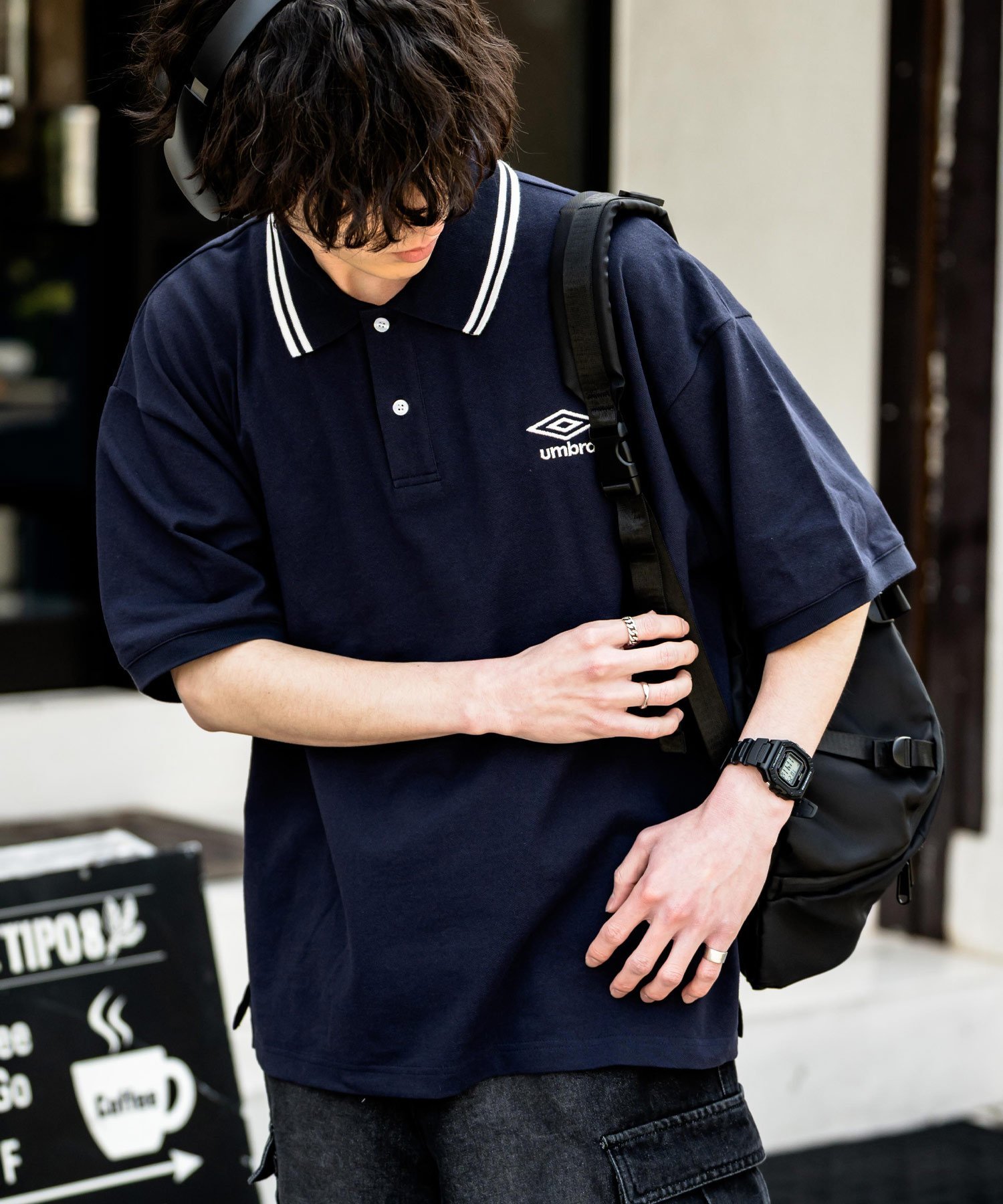 Rocky Monroe｜UMBRO 別注コラボ オーバーサイズ鹿の子刺繍ポロシャツ