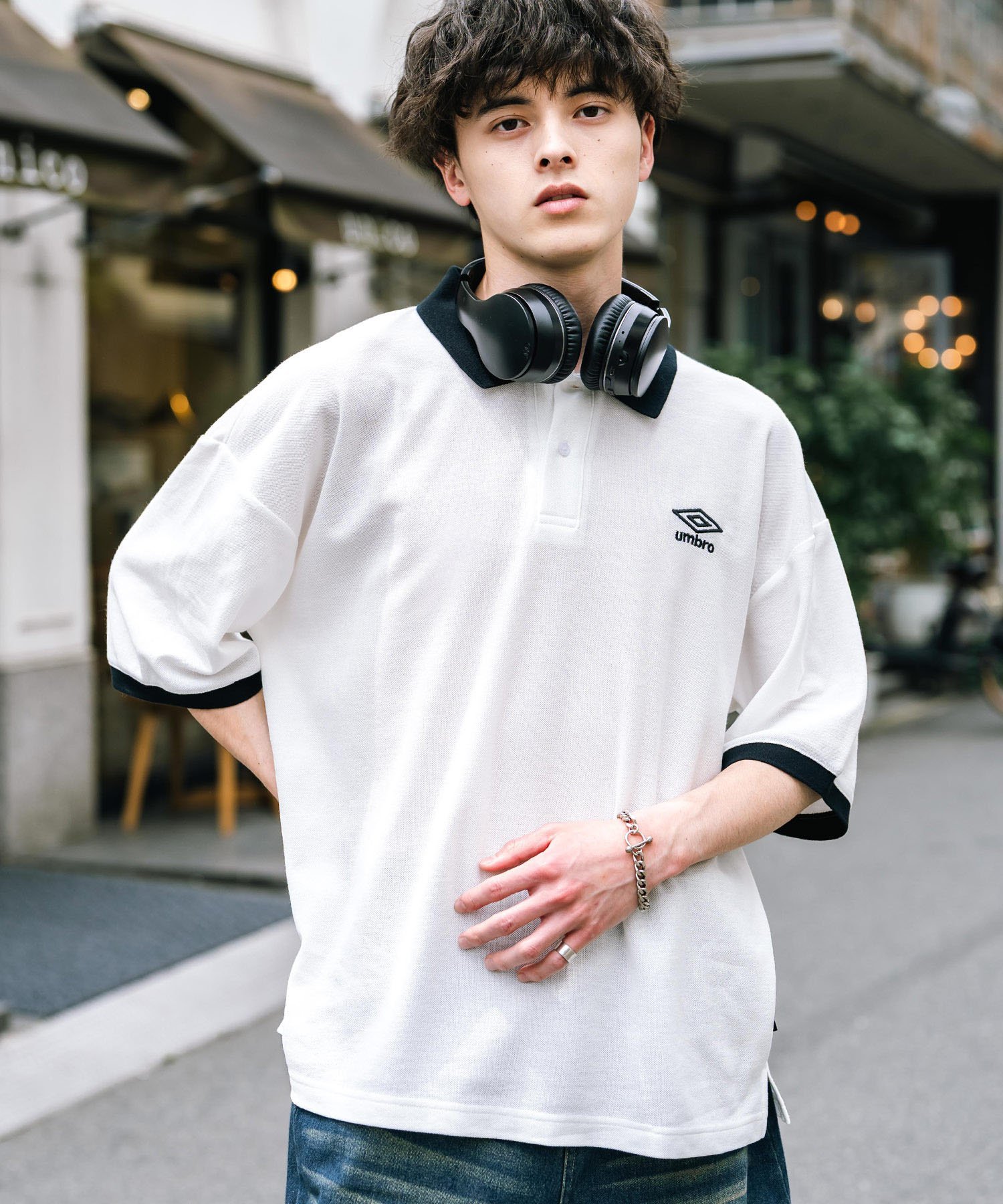 Rocky Monroe｜UMBRO 別注コラボ オーバーサイズ鹿の子刺繍ポロシャツ