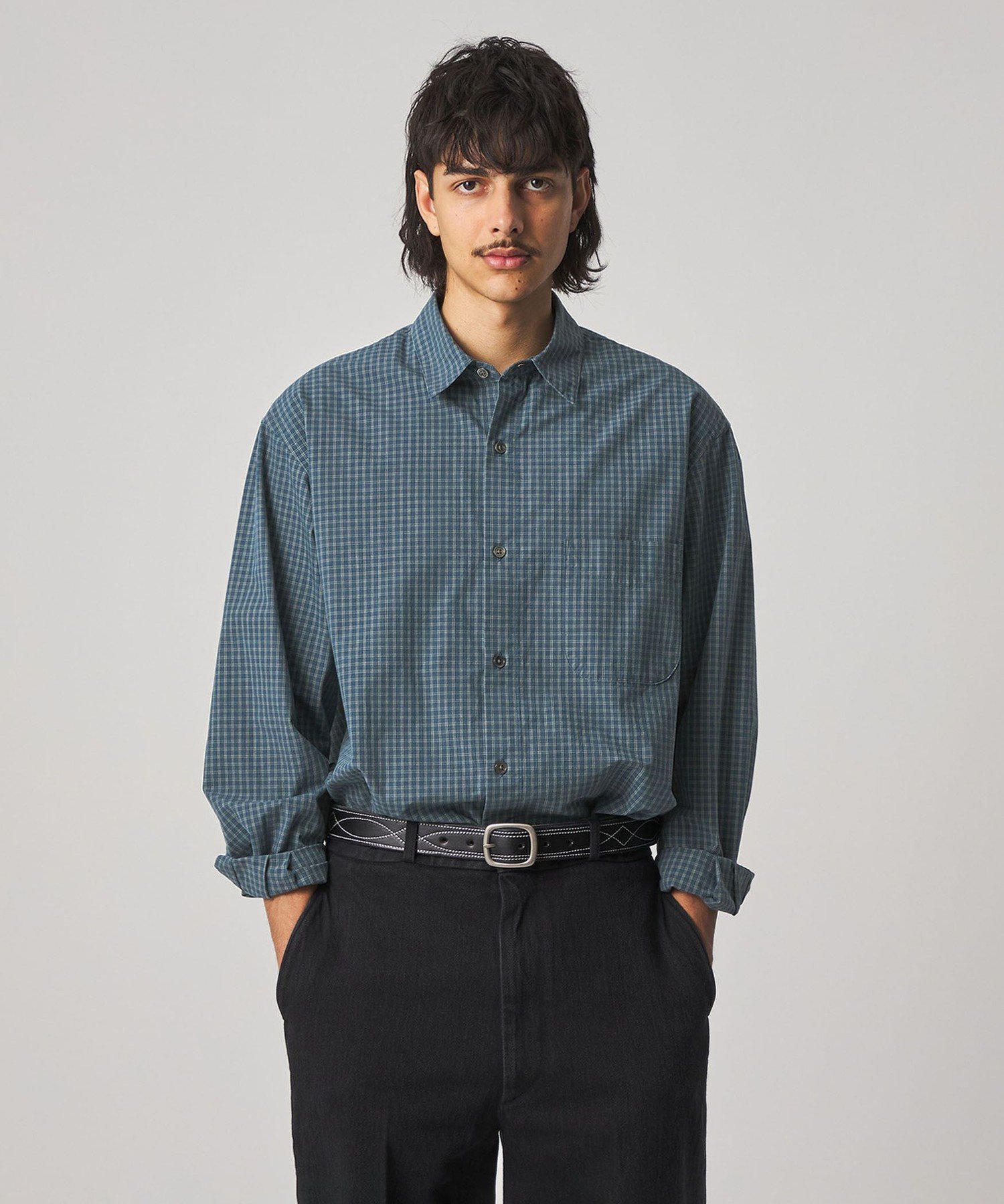 新品 Steven Alan ポプリン グラフチェック レギュラーカラー シャツ Steven Alan＞ ポプリン グラフチェック レギュラーカラー シャツ LOOSE