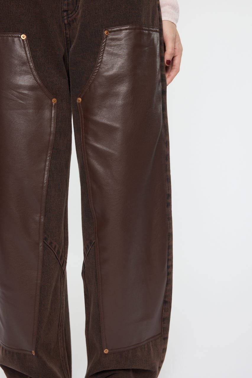 moussy｜F/LEATHER DOUBLE KNEE パンツ | Rakuten Fashion(楽天