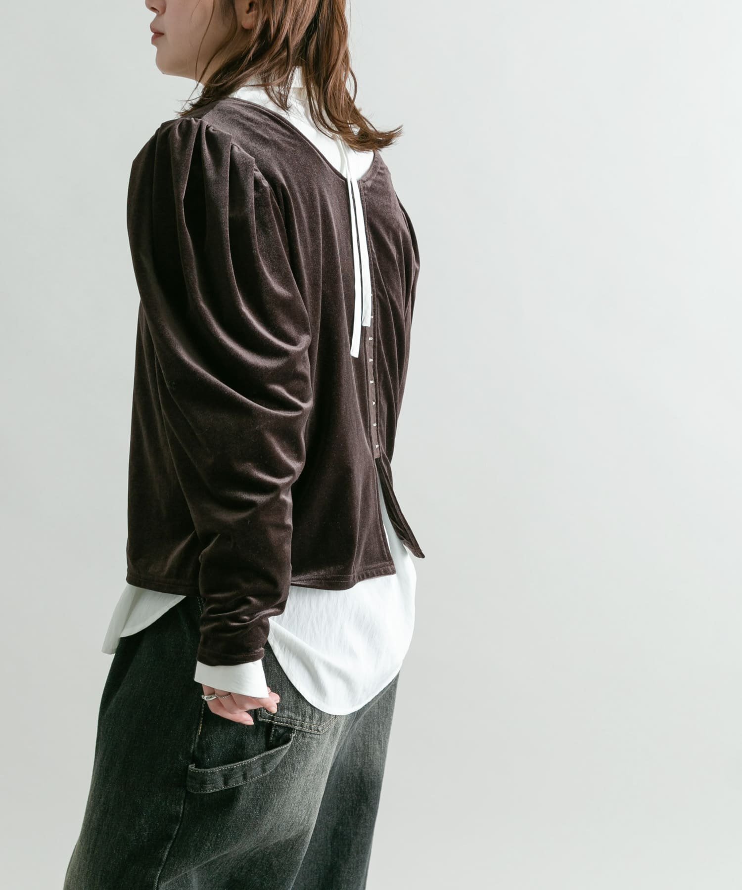 KBF｜パフスリーブ2WAYベロアトップス | Rakuten Fashion(楽天