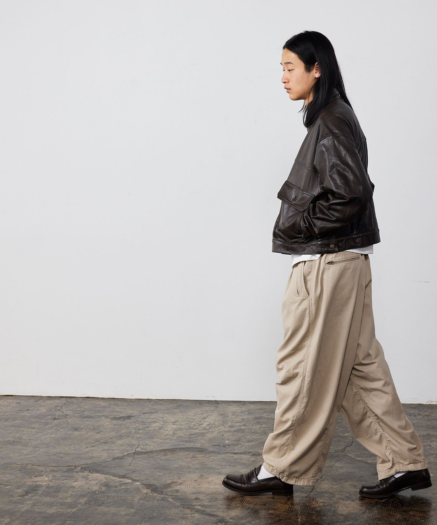 BEAMS MEN｜ワイドショートフィット シープレザー ジャケット