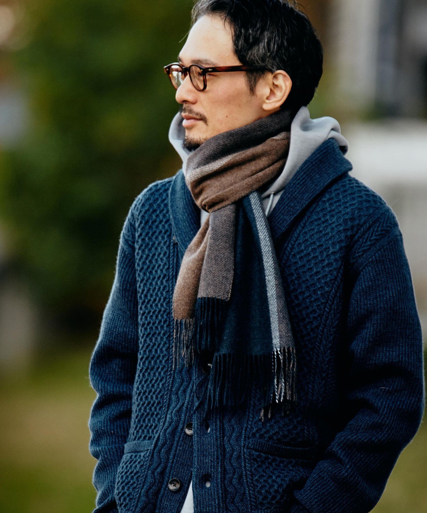 (美品) インバーアラン ショールカラー カーディガン シェットランドウール INVERALLAN（インバーアラン） カーディガン ショールカラー