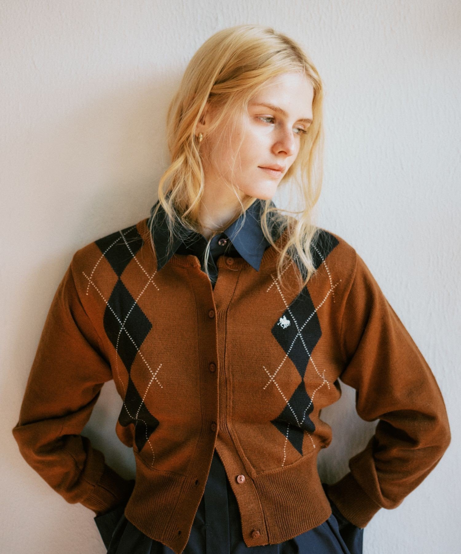 楽天市場】アーガイルニット（カラーブラウン）（カーディガン・ボレロ