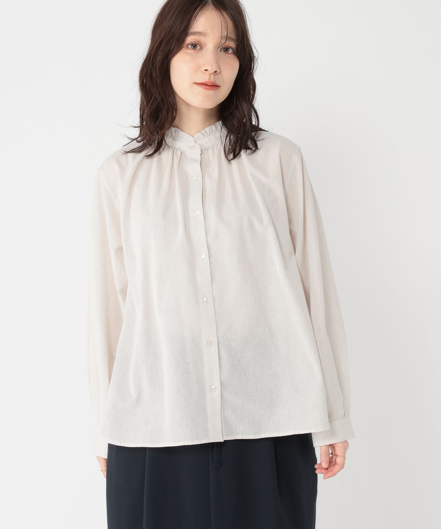 studio CLIP｜【新色追加】シングルガーゼ襟フリルブラウス | Rakuten