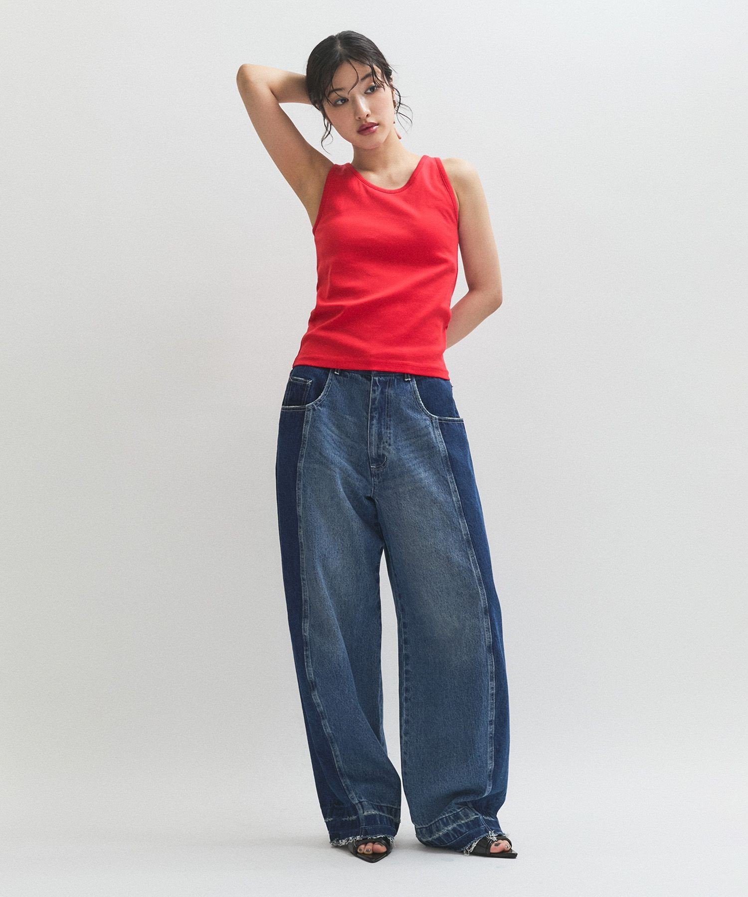 ADAM ET ROPE'｜【サステナブル】リメイクライクコントラストデニム