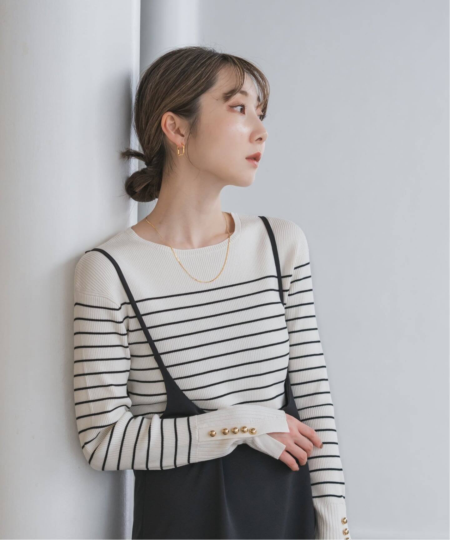 NOBLE｜《WEB&日本橋店限定・追加》ボタンディテールタイトリブニット