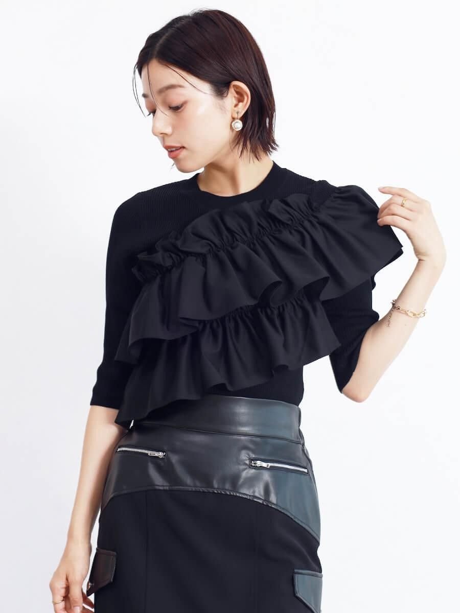 Vin｜フリルビスチェリブニットトップス | Rakuten Fashion(楽天