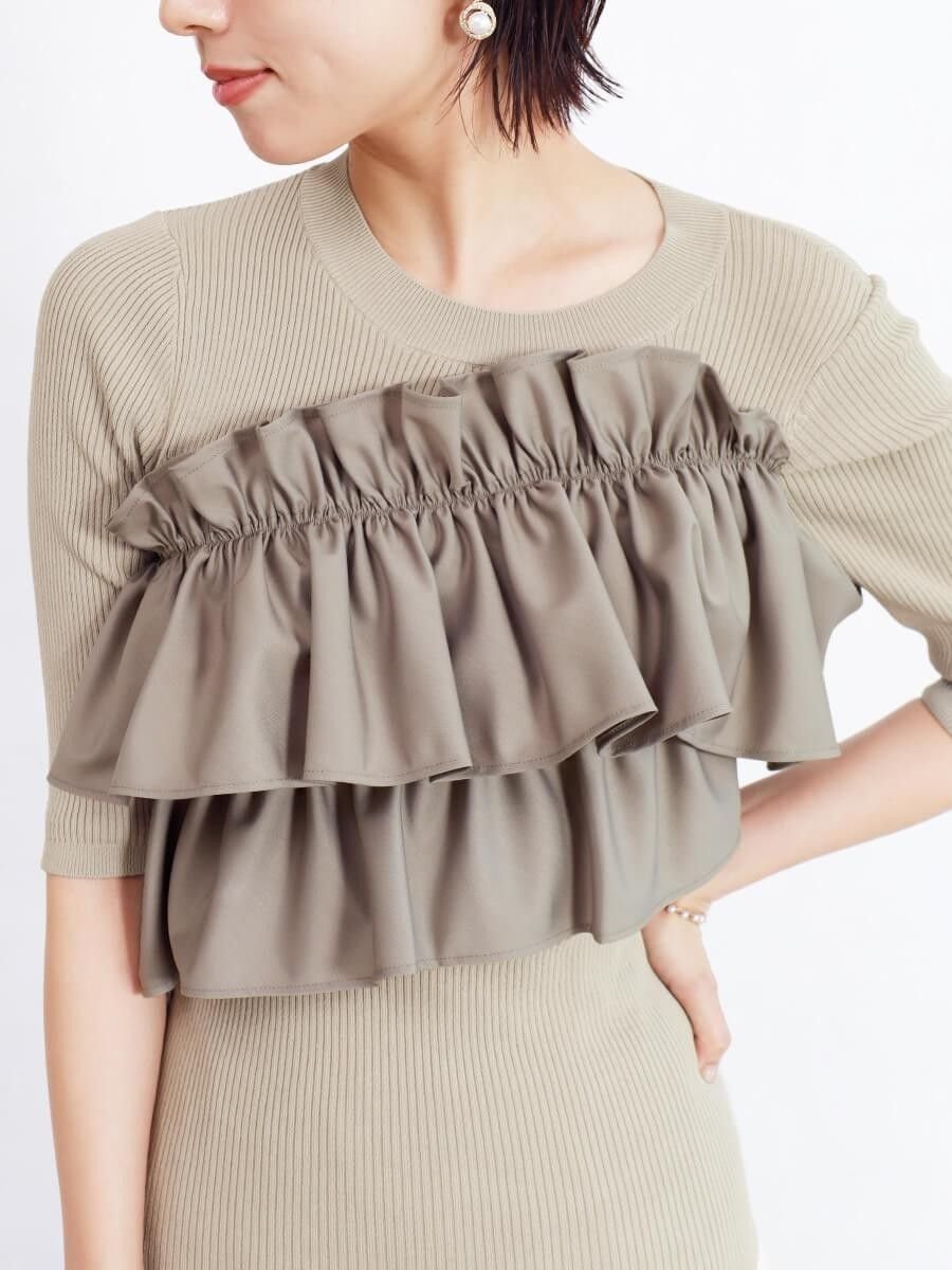 Vin｜フリルビスチェリブニットトップス | Rakuten Fashion(楽天