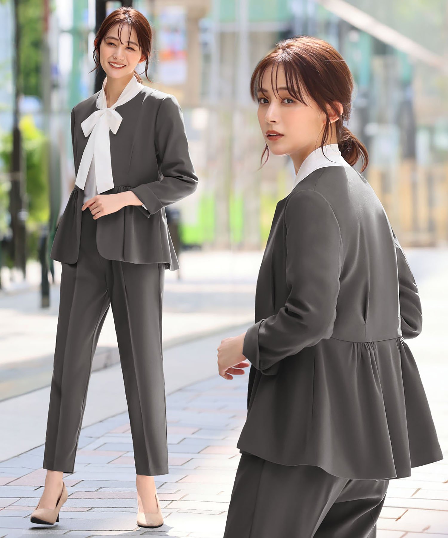 RIVER FIELD & Co.｜【3点セット】ノーカラージャケット・ブラウス