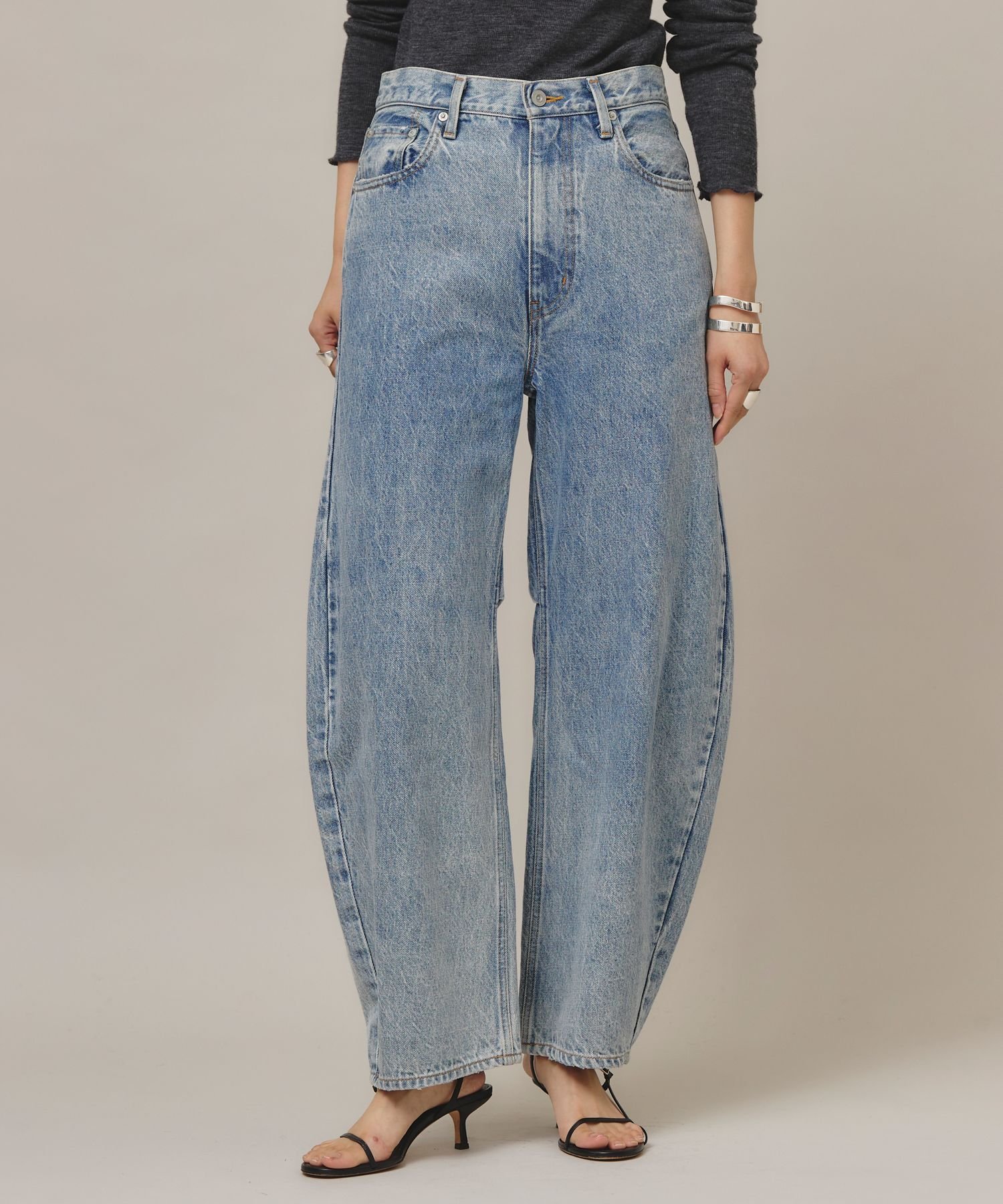 Curensology 【&RC】ダメージカーヴィーデニム34 Curensology&RCダメージカーヴィーデニムパンツディープブルー34