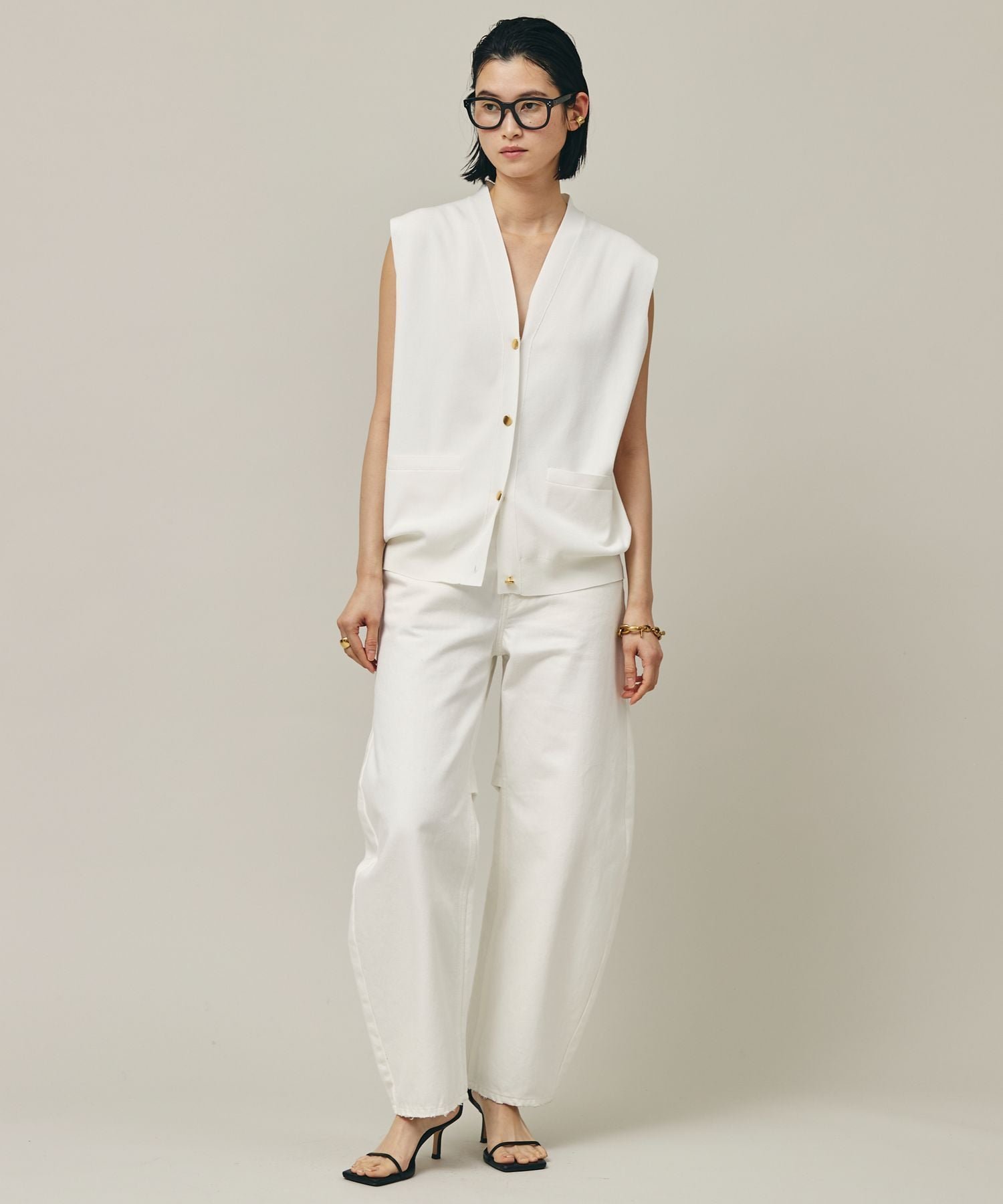 Curensology　＜&RC＞カーヴィーデニムパンツ　ホワイト　36 Curensology（カレンソロジー） ジーンズ デニム デニムパンツ