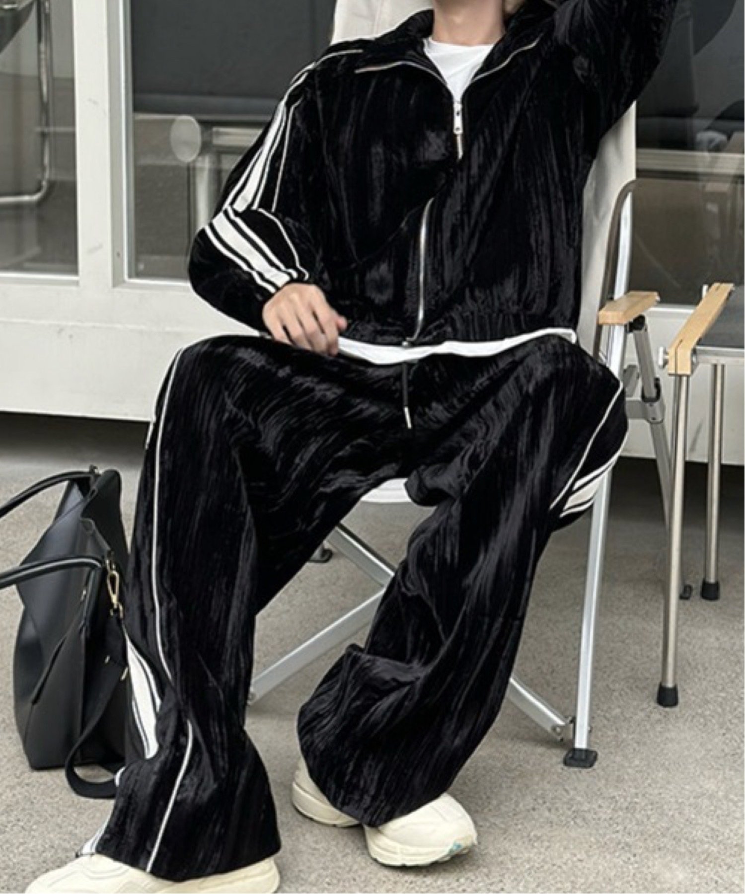 CERCA｜NOWLE/(M)【NOWLE】ライン柄 ベロア トラックジャケット