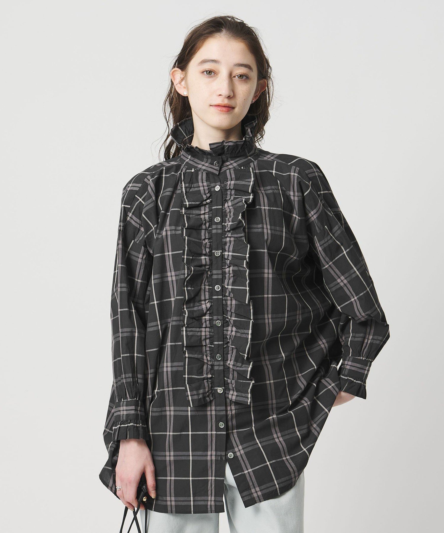 ユナイテッドアローズ別注 ダリア dahl'ia フリルチェックブラウス dahl'ia（ダリア） ブラウス シャツ 「別注」「dahl'ia」フリル