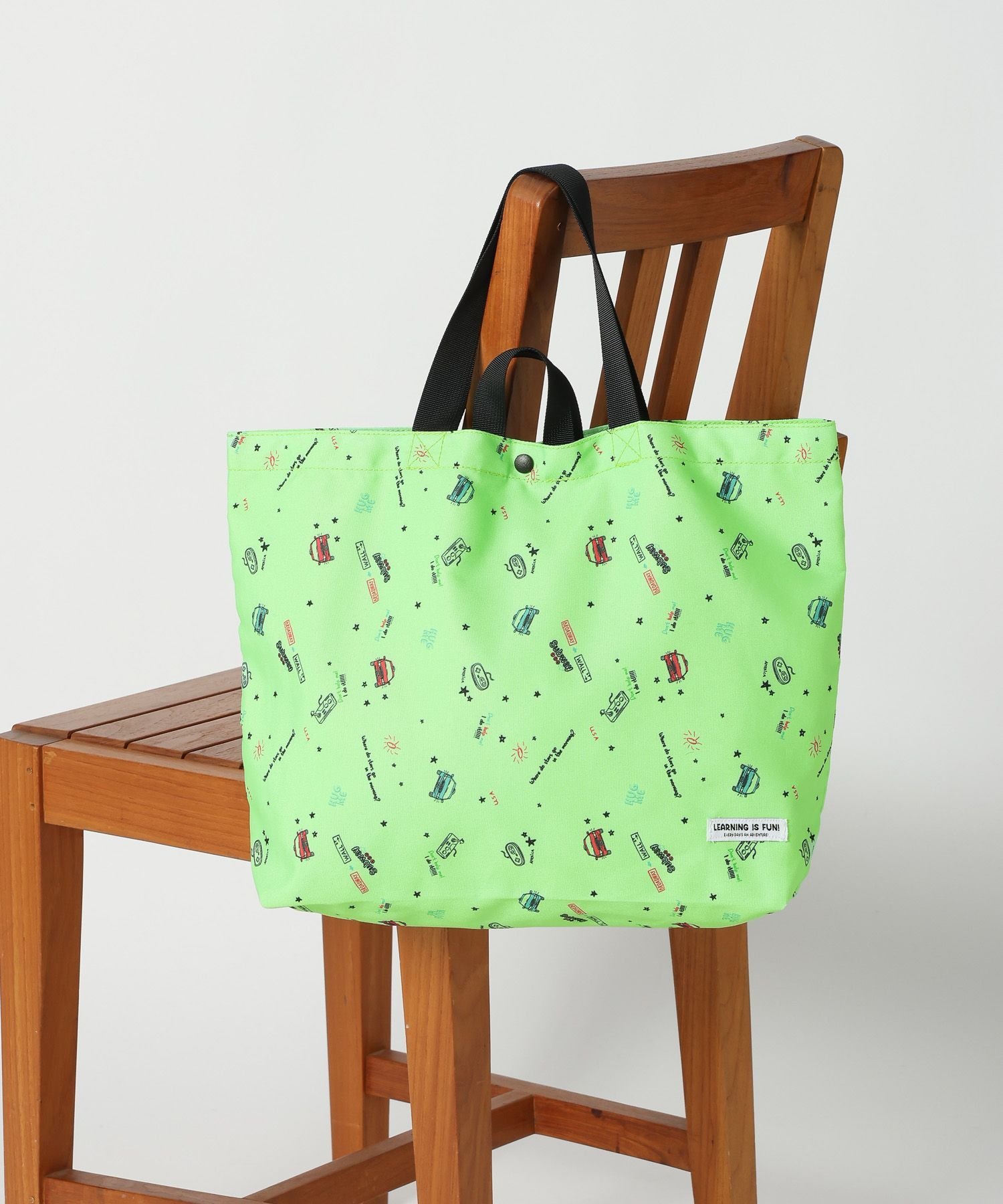 ナルミヤ ポンポネット ミントくん 総刺しゅう柄トート ミントくん総柄