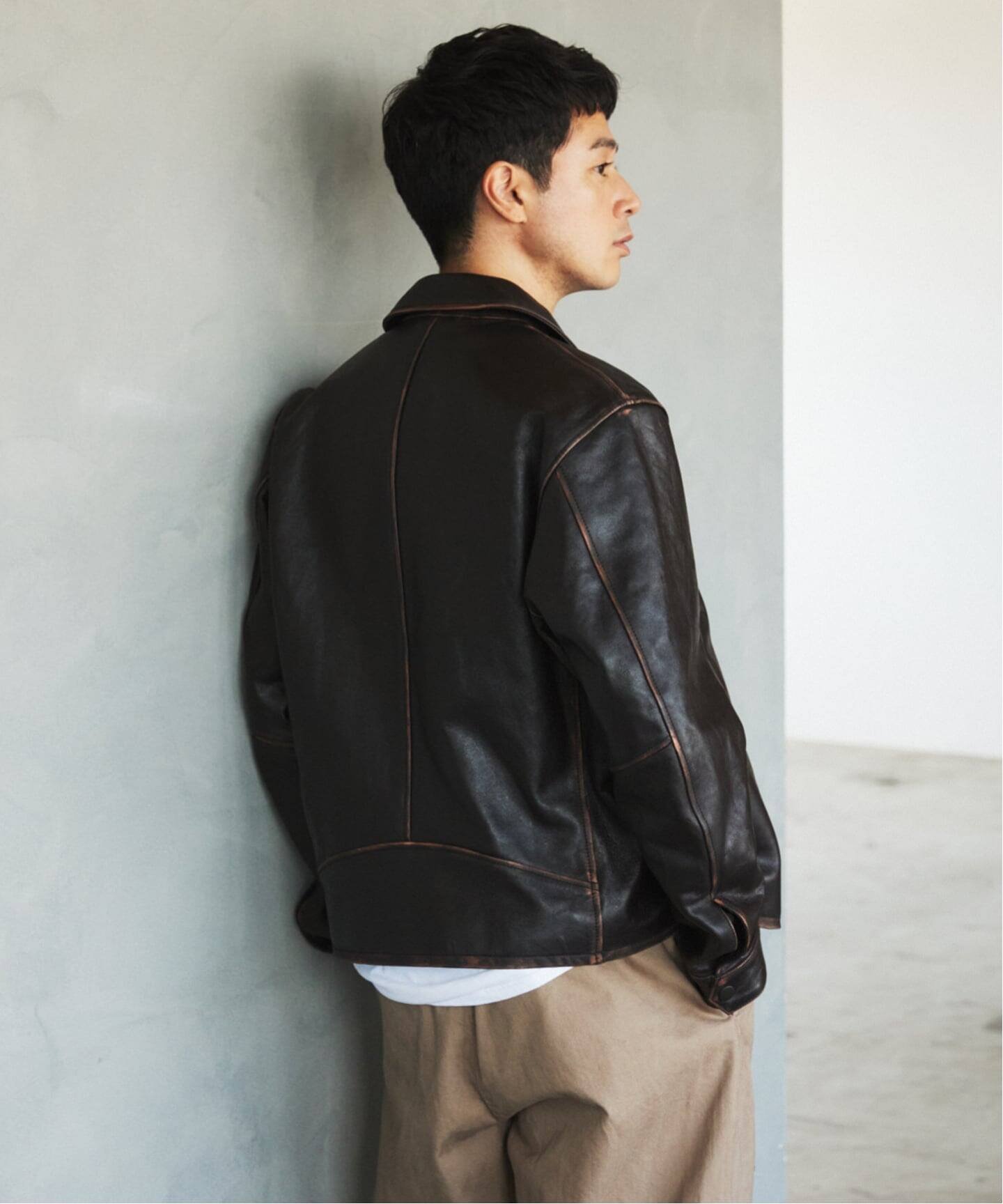 EDIFICE｜ラムレザー フレンチアンティーク ライダースジャケット