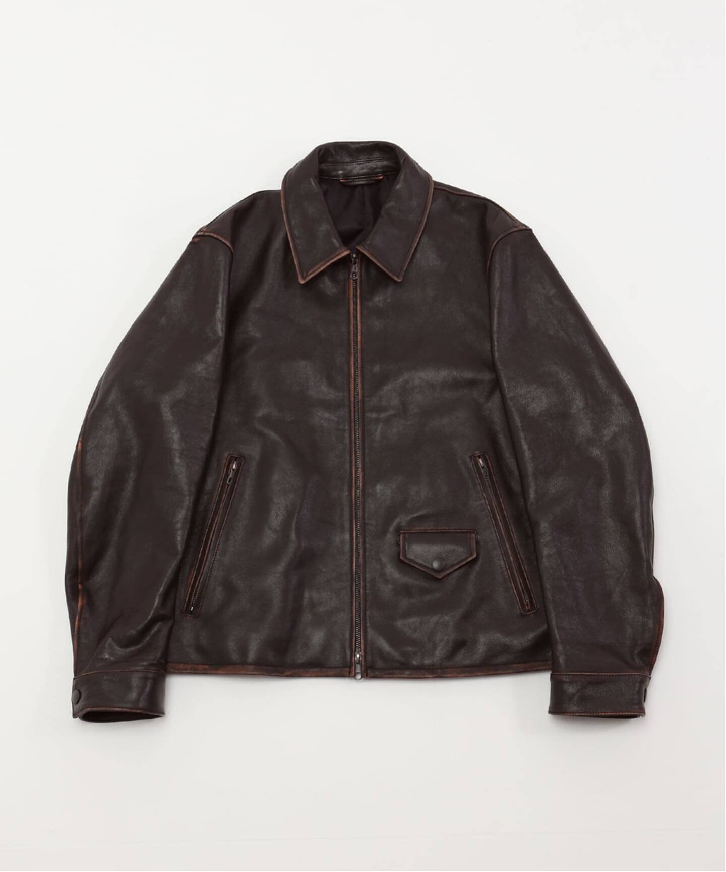 EDIFICE｜ラムレザー フレンチアンティーク ライダースジャケット