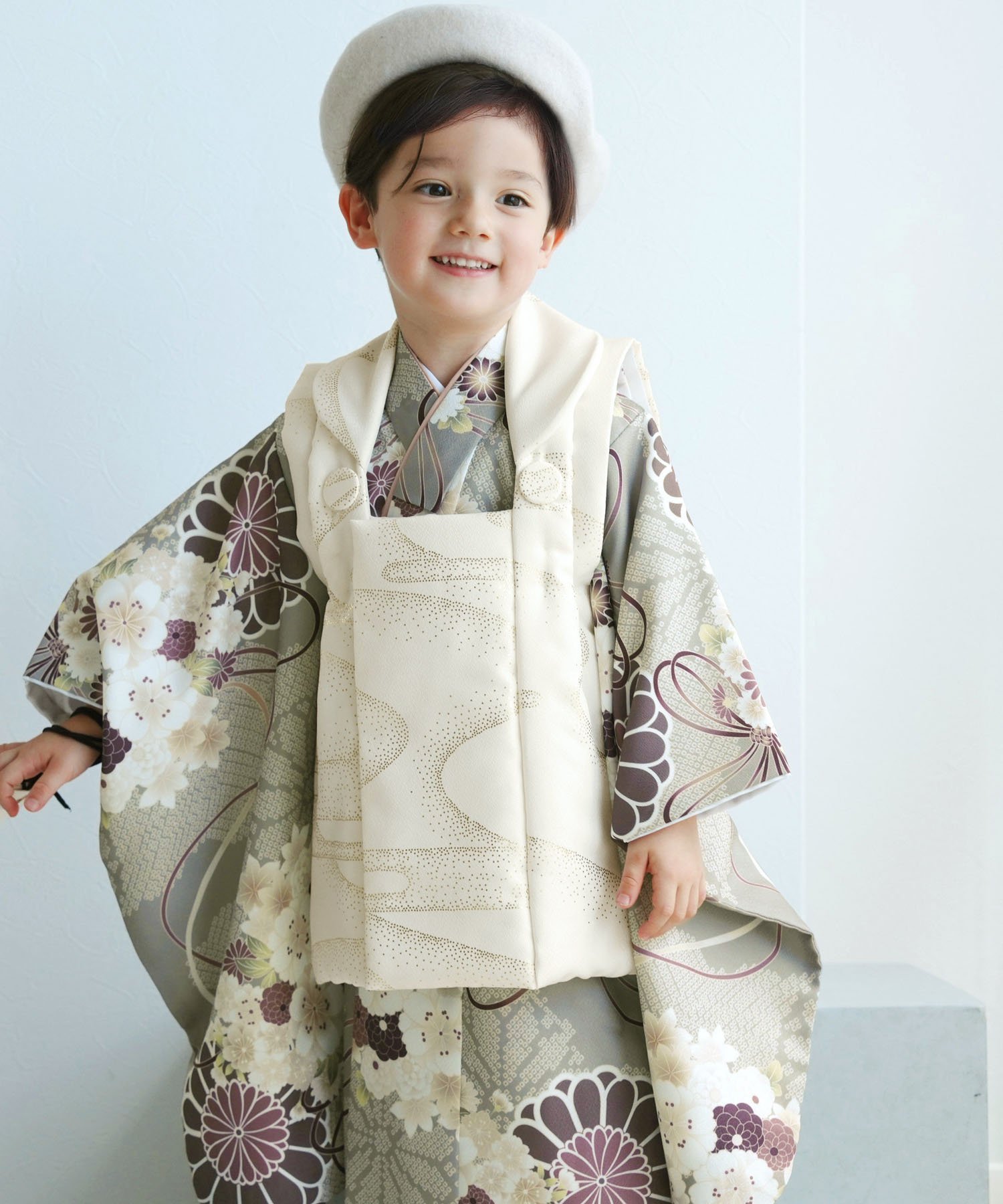 utatane｜ひよこ商店 七五三 着物 3歳 男の子 被布フルセット クリーム