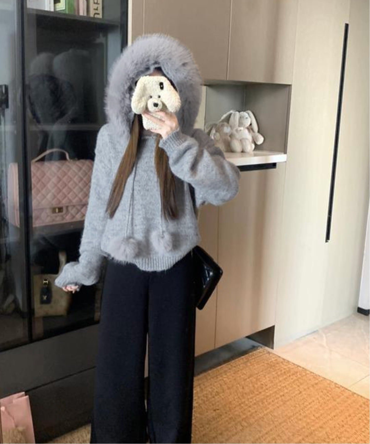 CERCA｜Nia/(W)Nia(ニア)/ボリュームファー ポンポン付き ニット