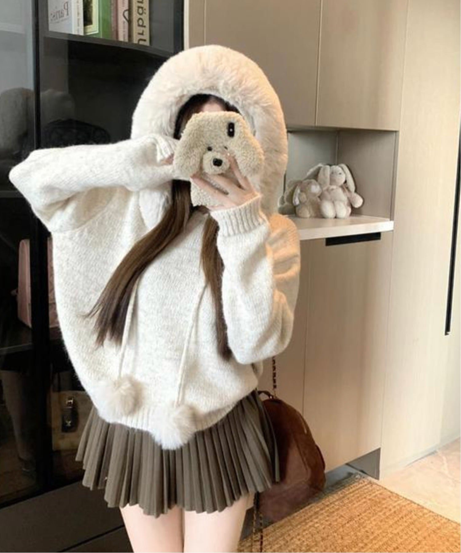 CERCA｜Nia/(W)Nia(ニア)/ボリュームファー ポンポン付き ニット