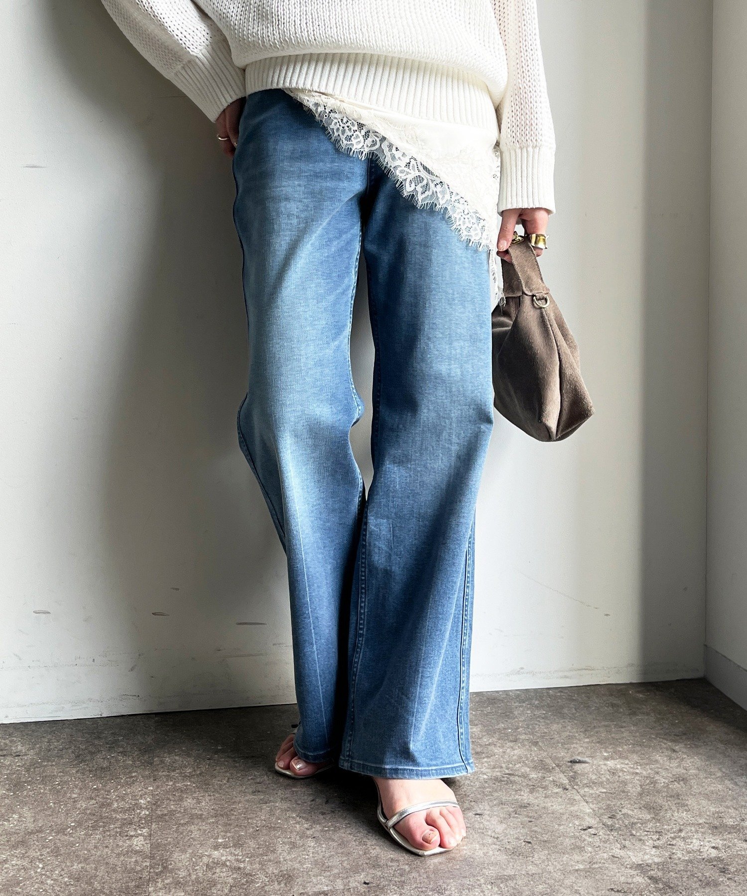 DOUDOU｜【完売カラー再追加!】ハイウエストダブルボタンデニム