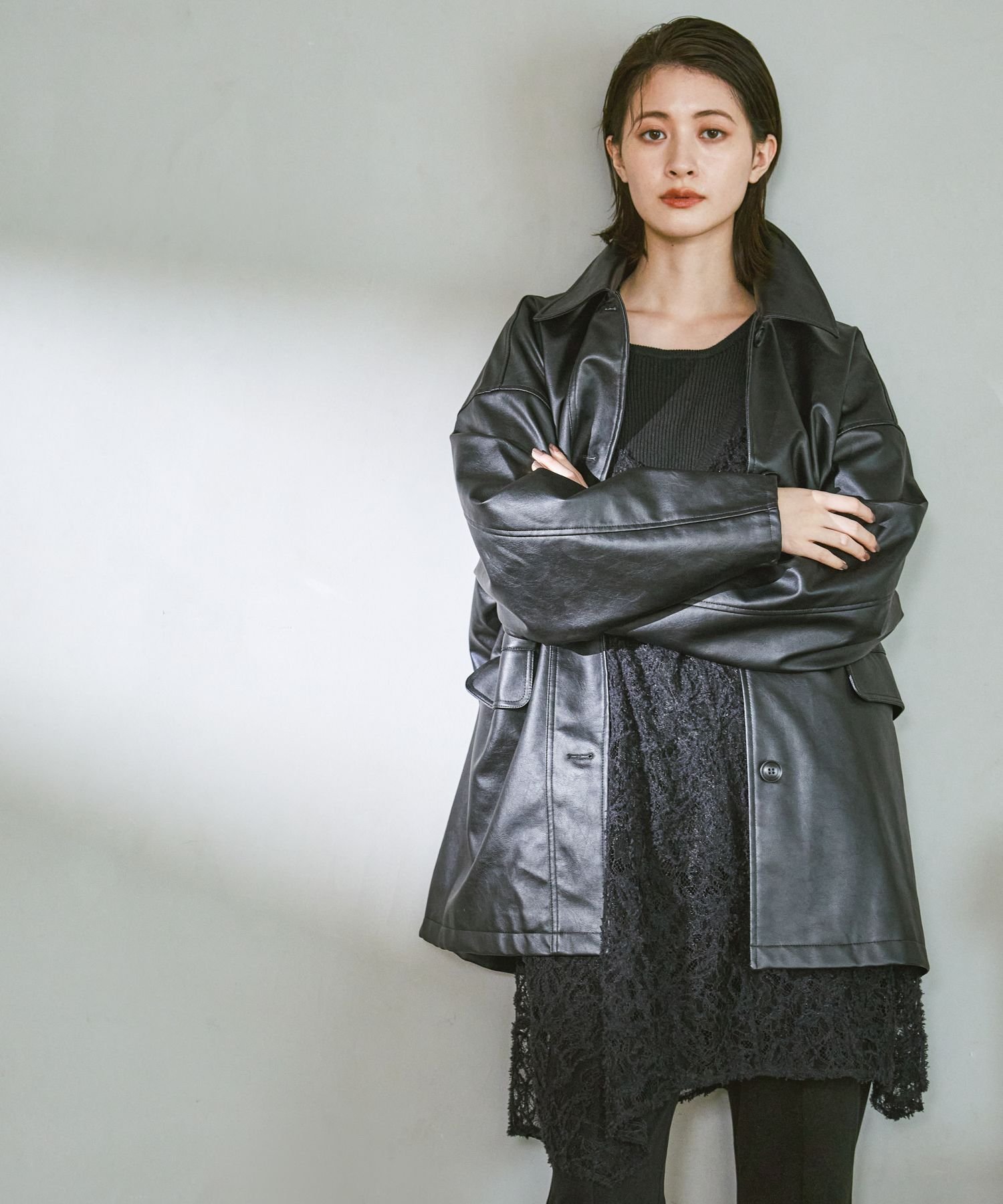 LAKOLE｜フェイクレザーカーコート | Rakuten Fashion(楽天