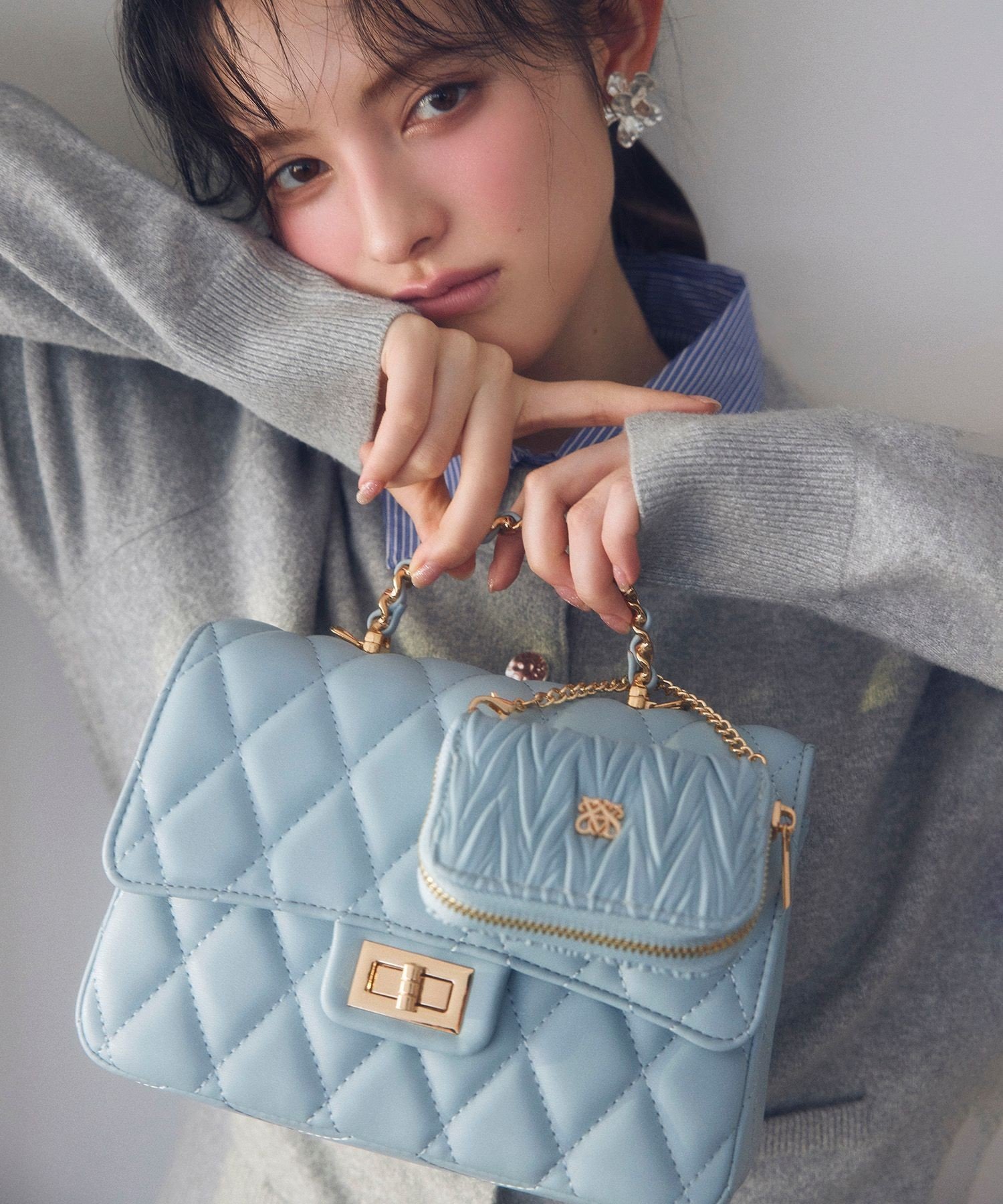 VIS｜チェーンハンドルキルティングショルダーバッグ/2WAY・一部WEB