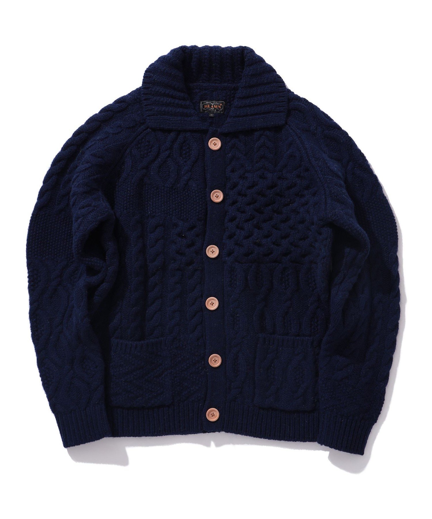 BEAMS MEN｜BEAMS PLUS / 3ゲージ マルチパターン アラン カーディガン
