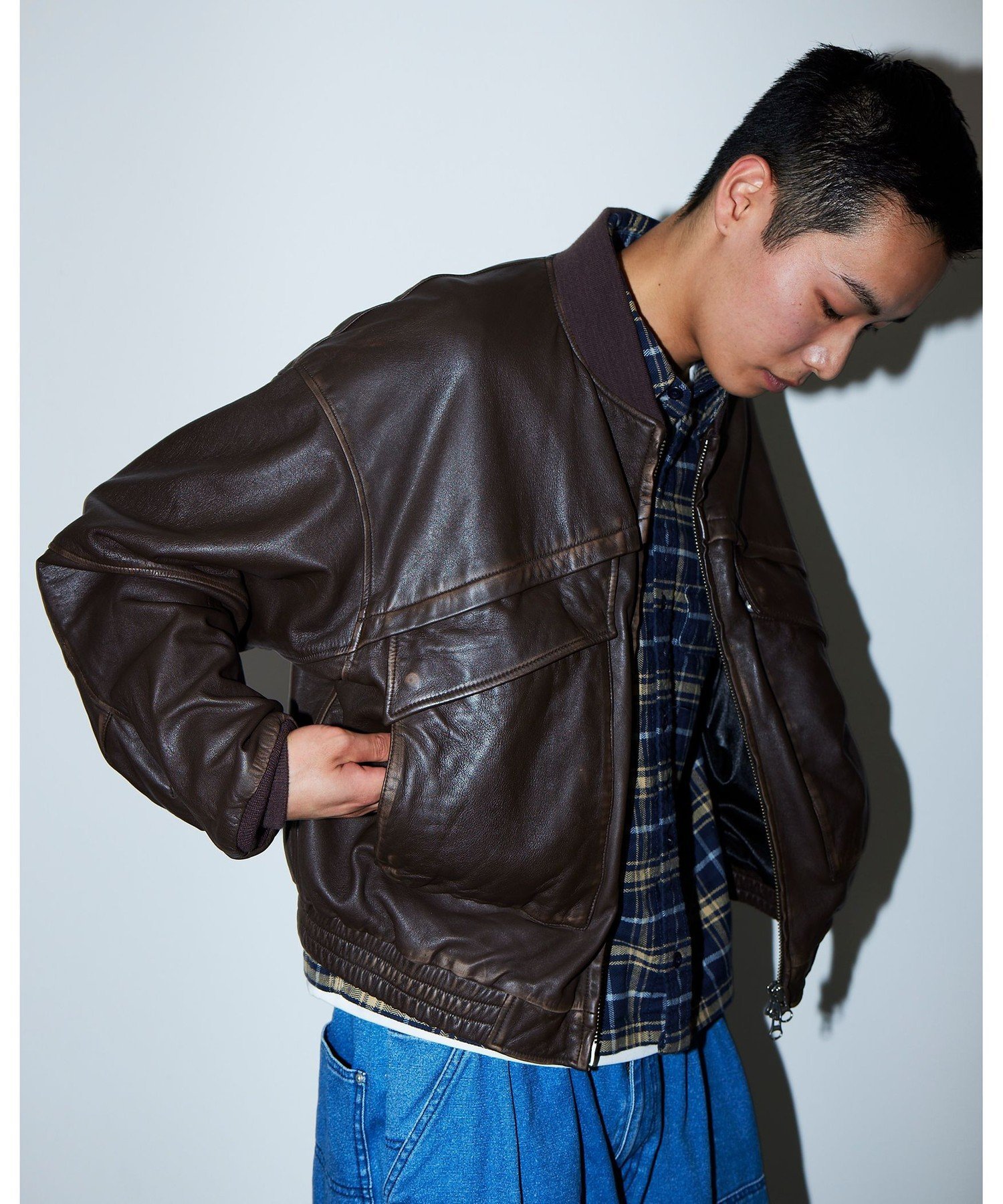 BEAMS MEN｜ユーズド加工 レザー ショートブルゾン | Rakuten Fashion