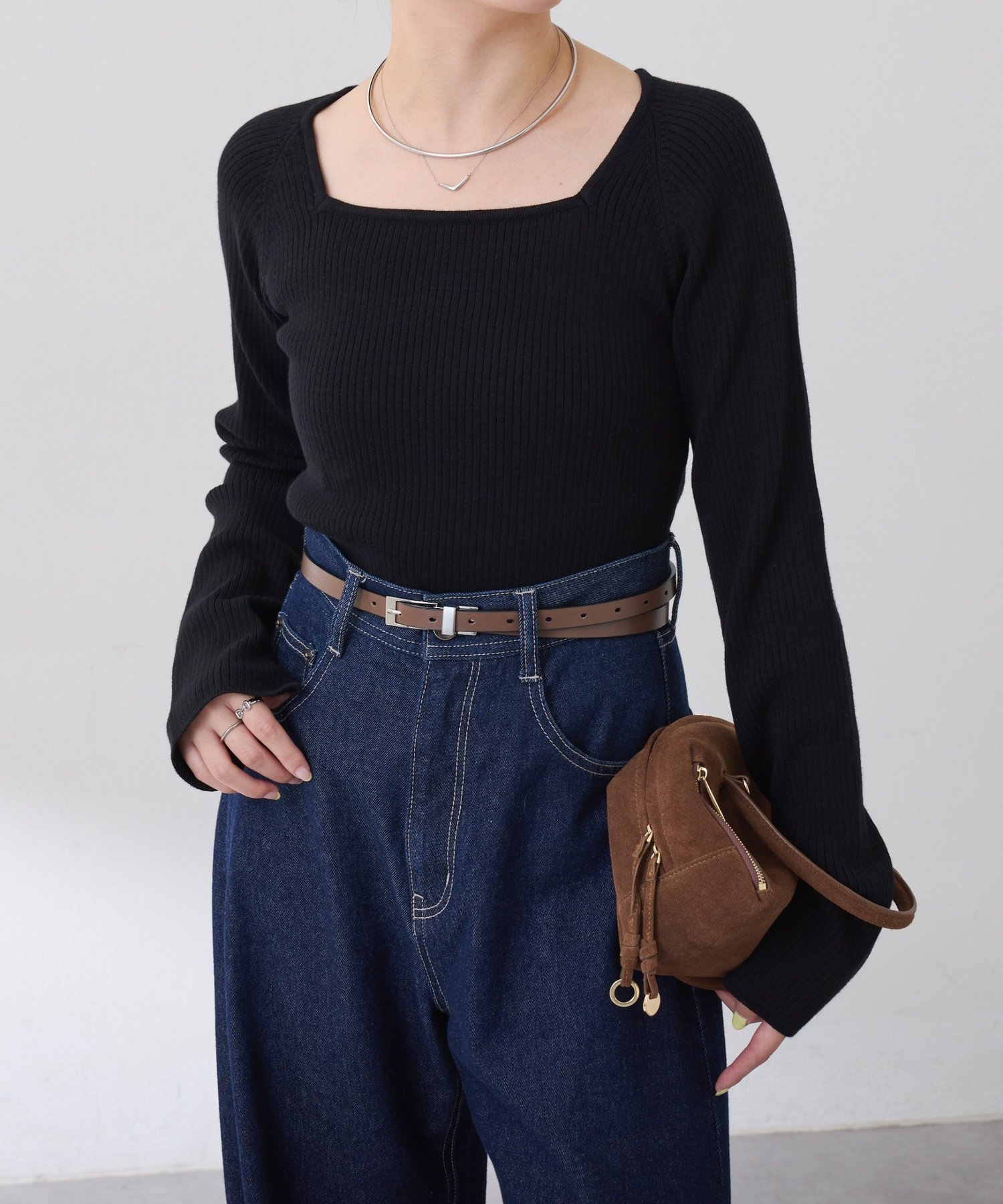 COLLAGE GALLARDAGALANTE｜深スクエアリブニット | Rakuten Fashion