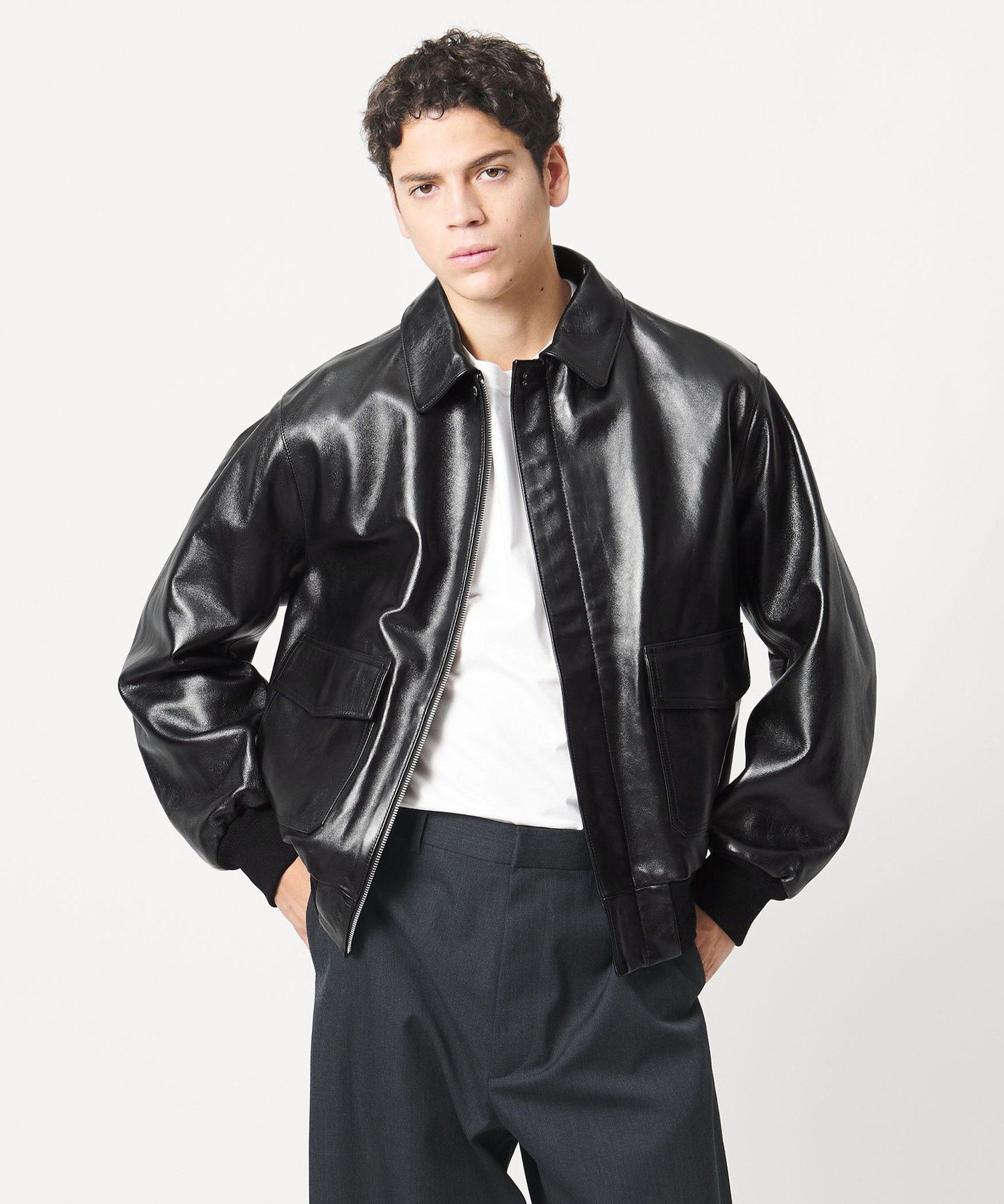 LOEFF / ラムレザー フライトジャケット黒　サイズ:2 UNITED ARROWS｜<LOEFF>ラムレザー フライトジャケット UNISEX