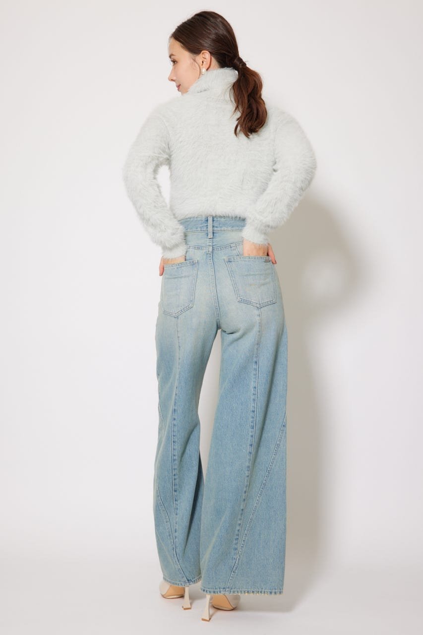 rienda｜フロントボタンデザインハイウエストデニムパンツ | Rakuten