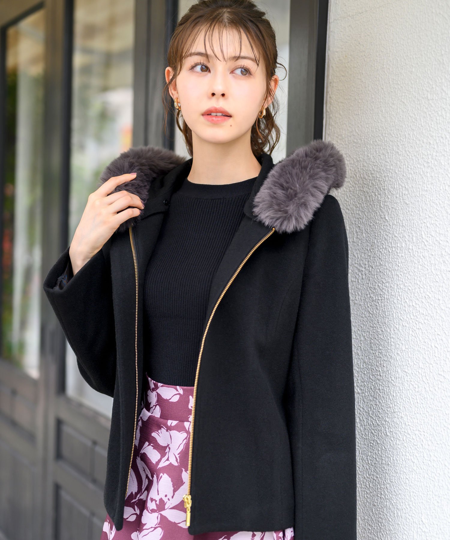 MISCH MASCH｜美シルエットで大人気!フードファー付きショートコート