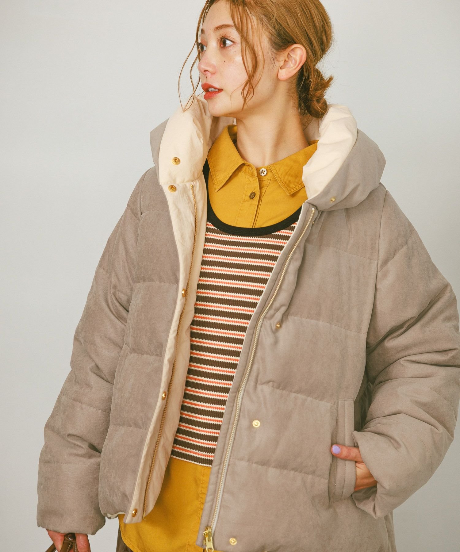 BAYFLOW｜[おうちで手洗い可]リバーシブルコーデュロイダウン